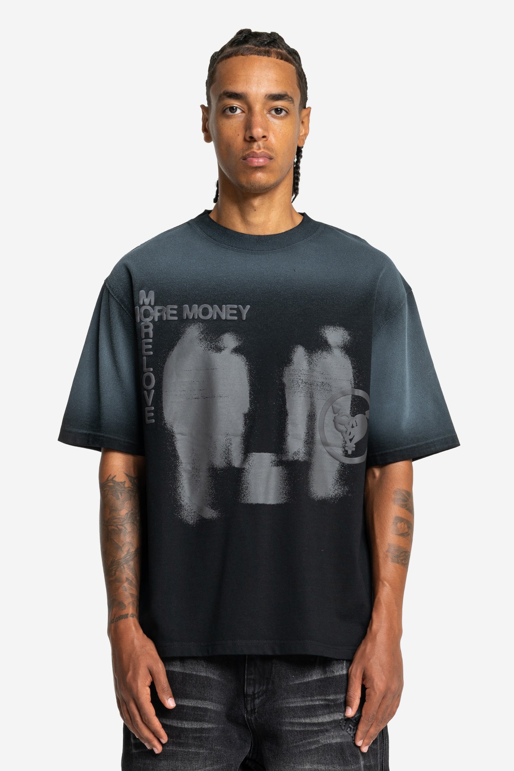 LOST BOND TEE BLACK SPRAY WASHED