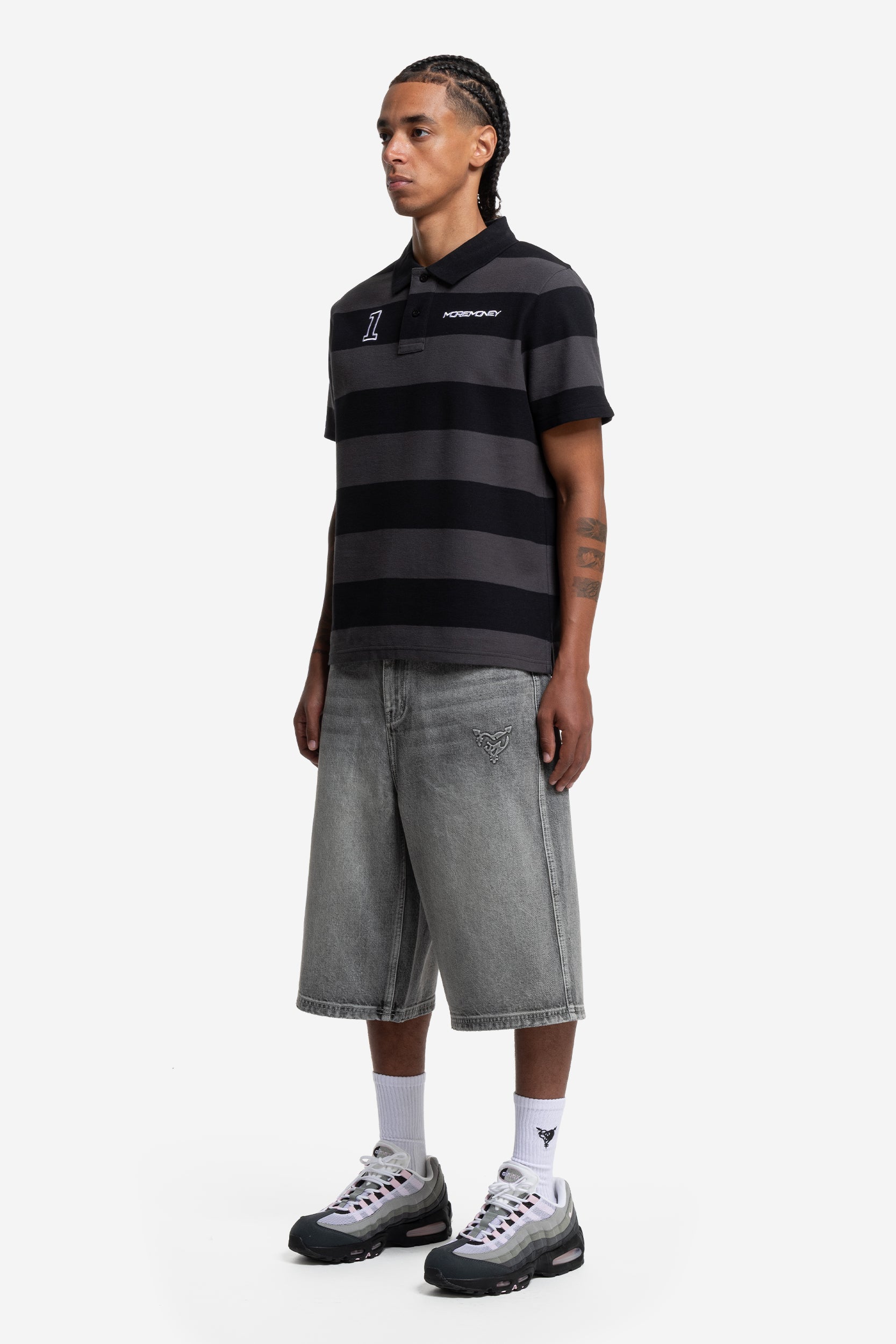 STRIPED POLO SHIRT BLACK