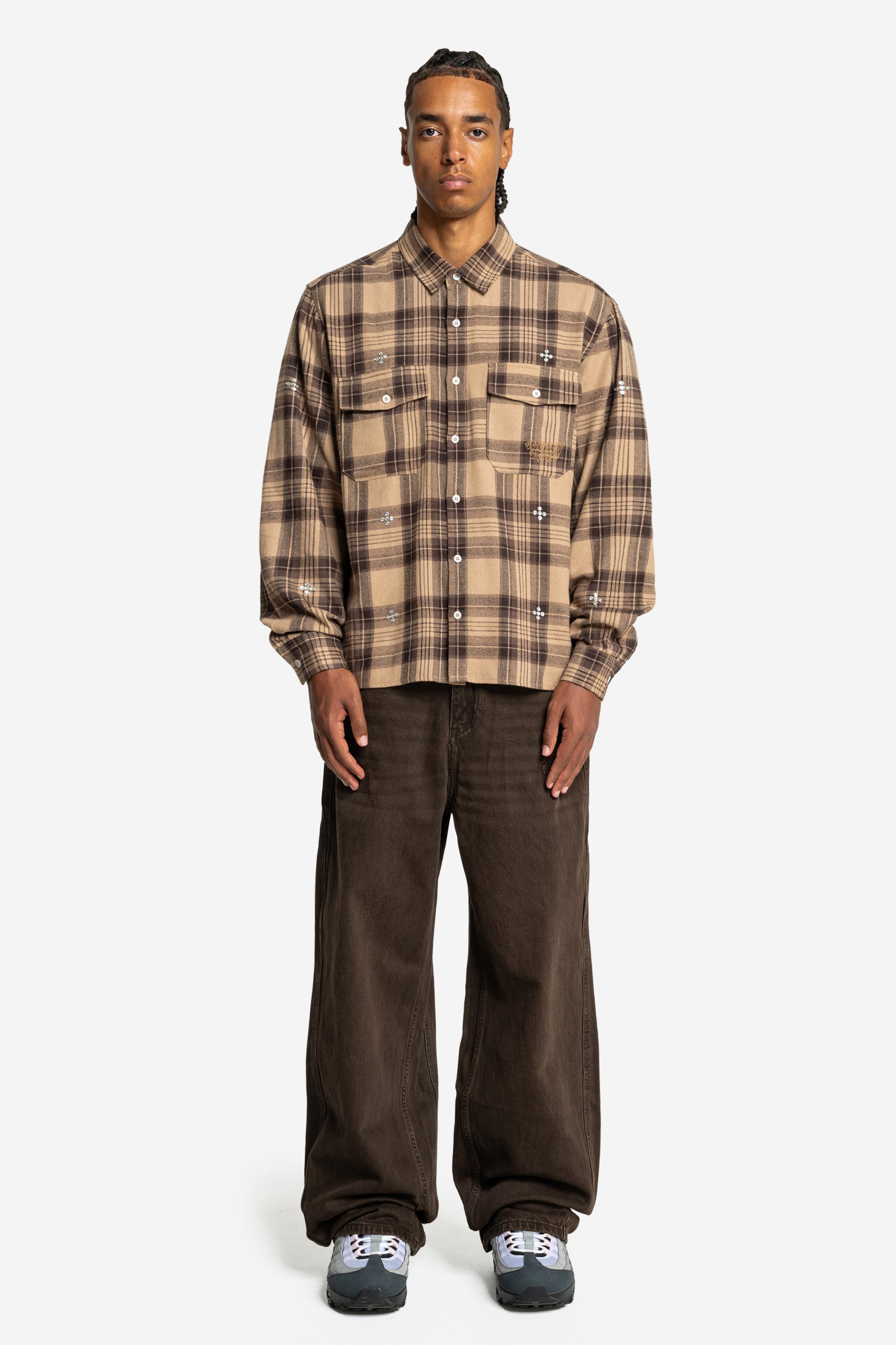 DISTINCTIVE BAGGY DENIM BROWN