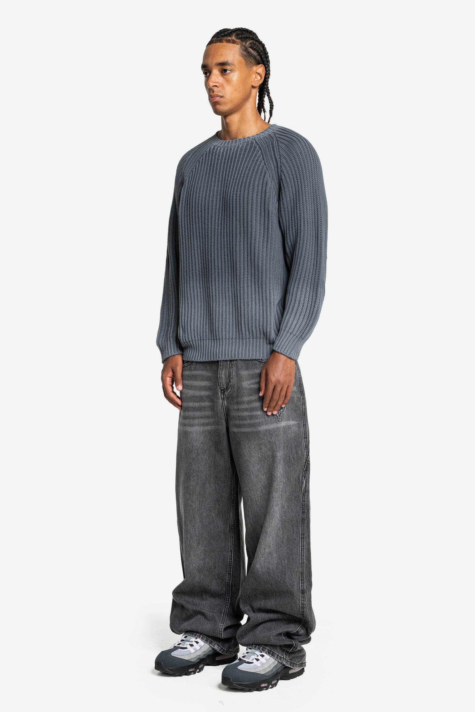 WASHED KNIT SWEATER ANTRACITE