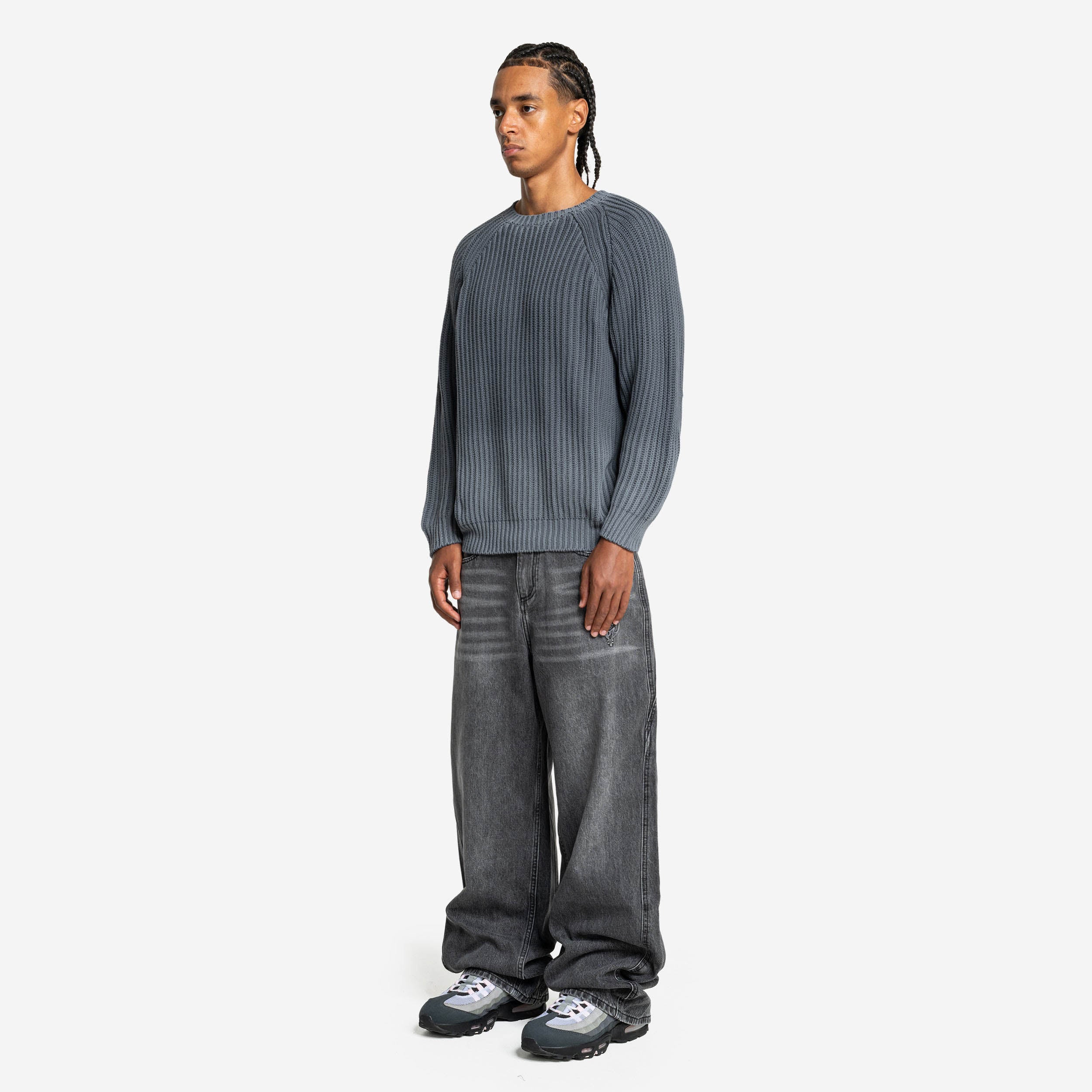 WASHED KNIT SWEATER ANTRACITE