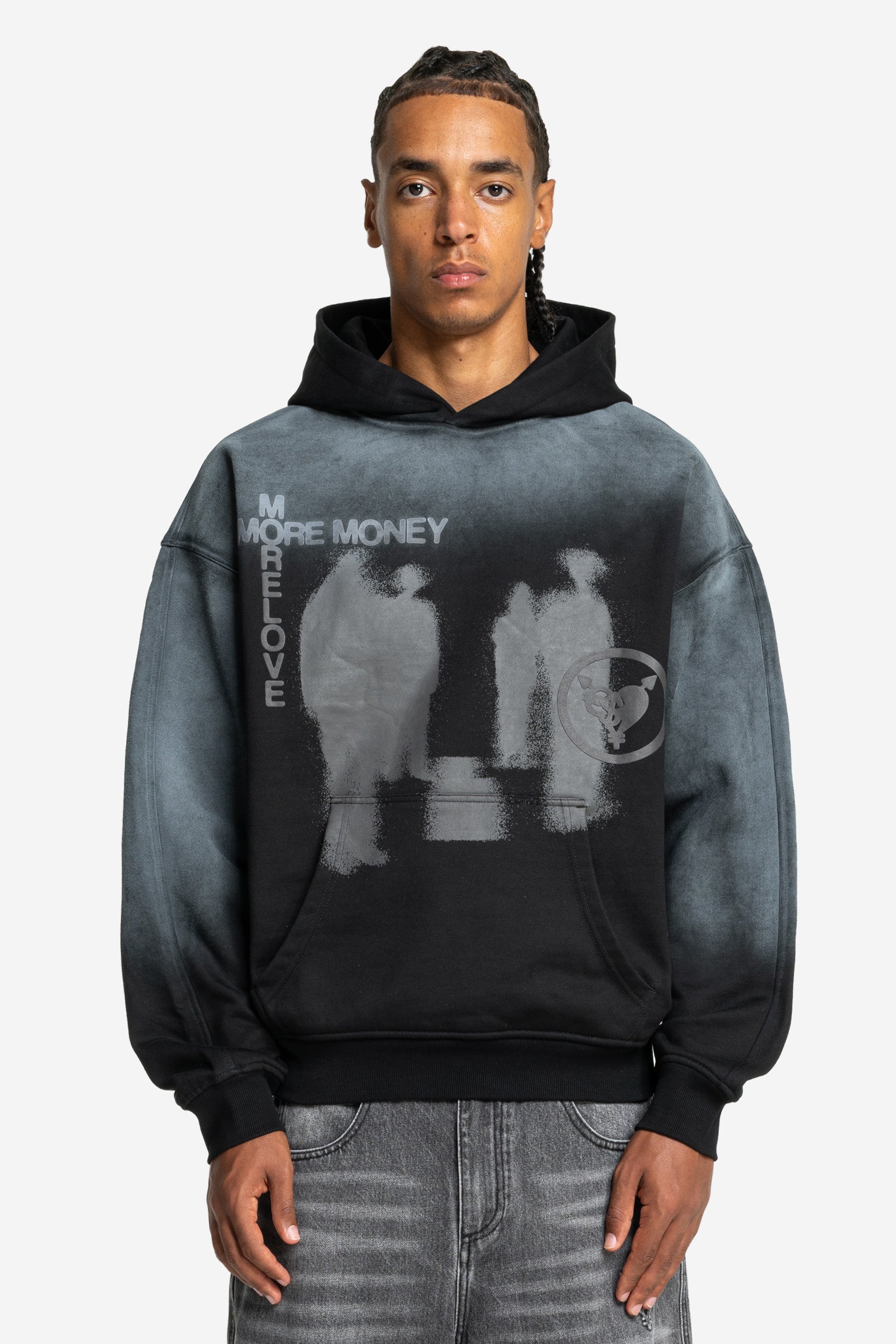 LOST BOND HOODIE BLACK SPRAY WASHED