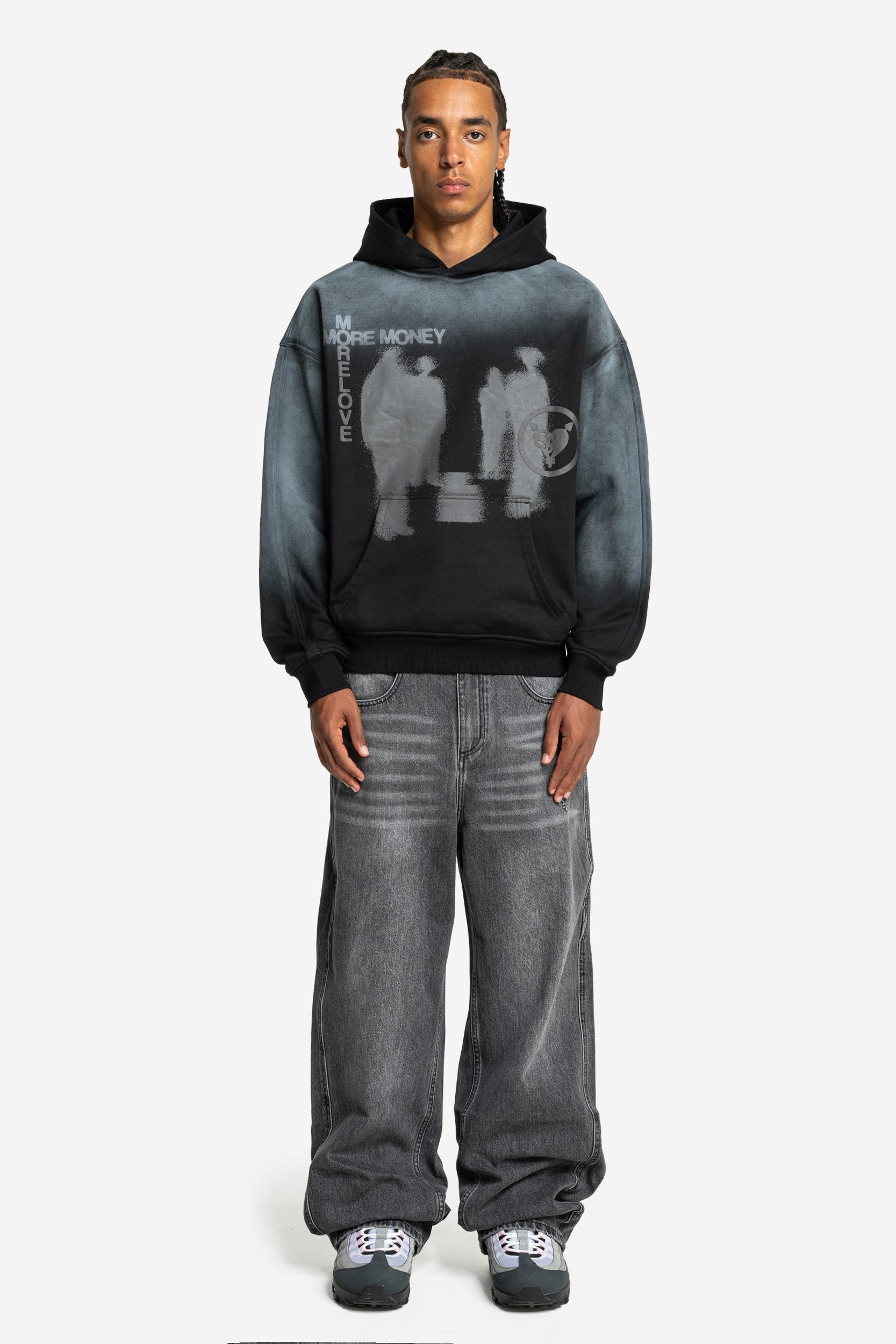 LOST BOND HOODIE BLACK SPRAY WASHED