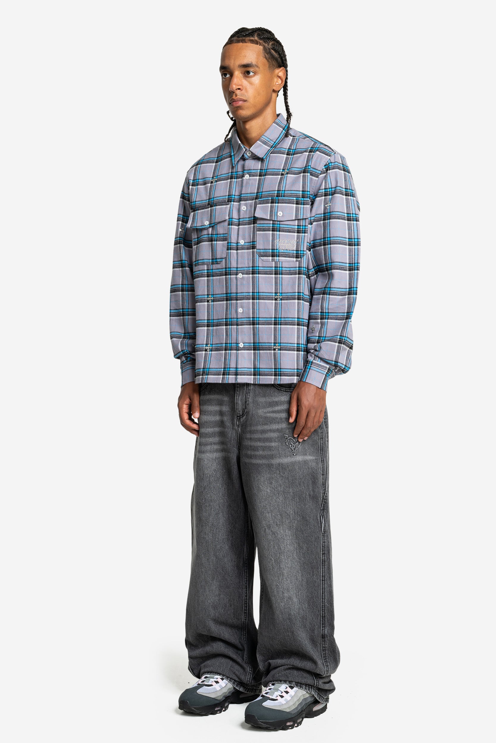 PLUS RHINESTONE FLANNEL BLUE