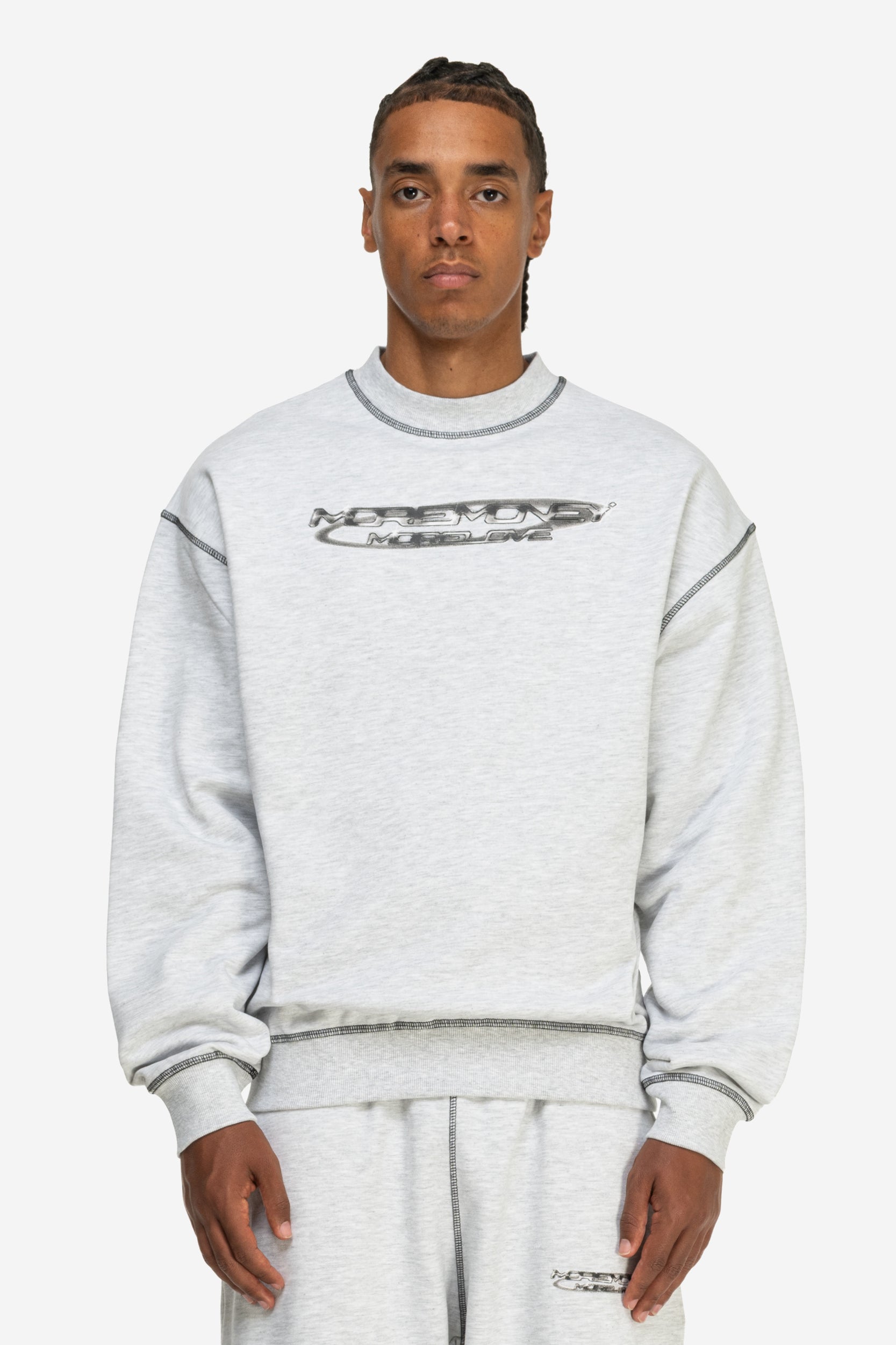 FLATLOCK BASE SWEATER GREY MELANGE