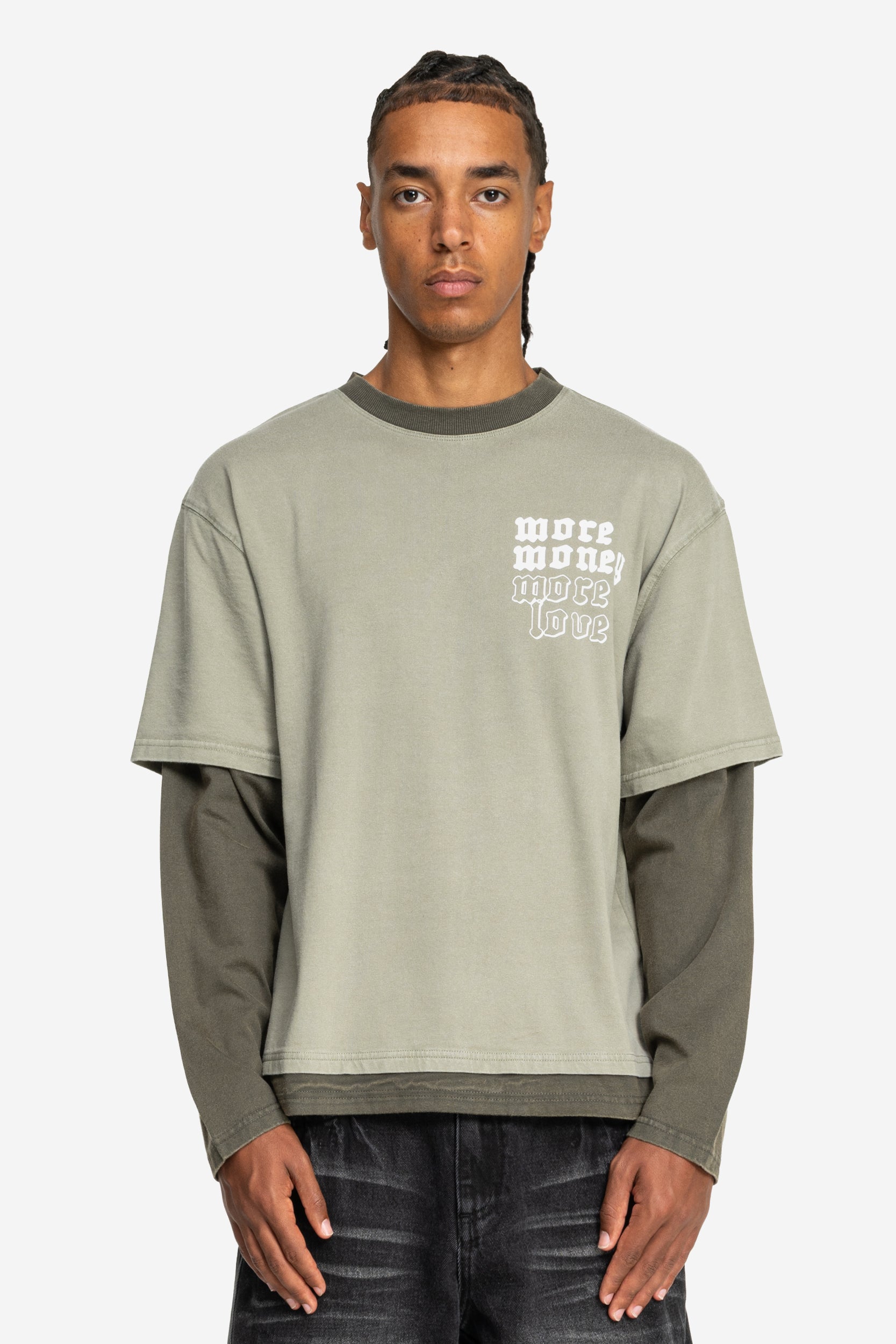 LAYERED LONGSLEEVE WASHED MUD
