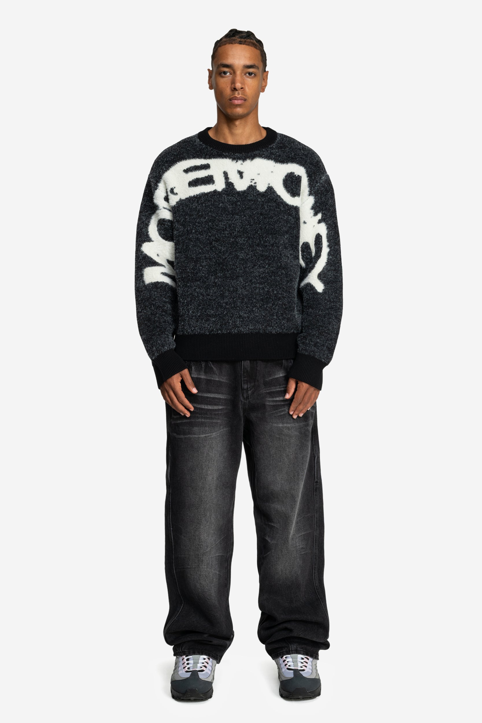 FURRY KNIT SWEATER BLACK