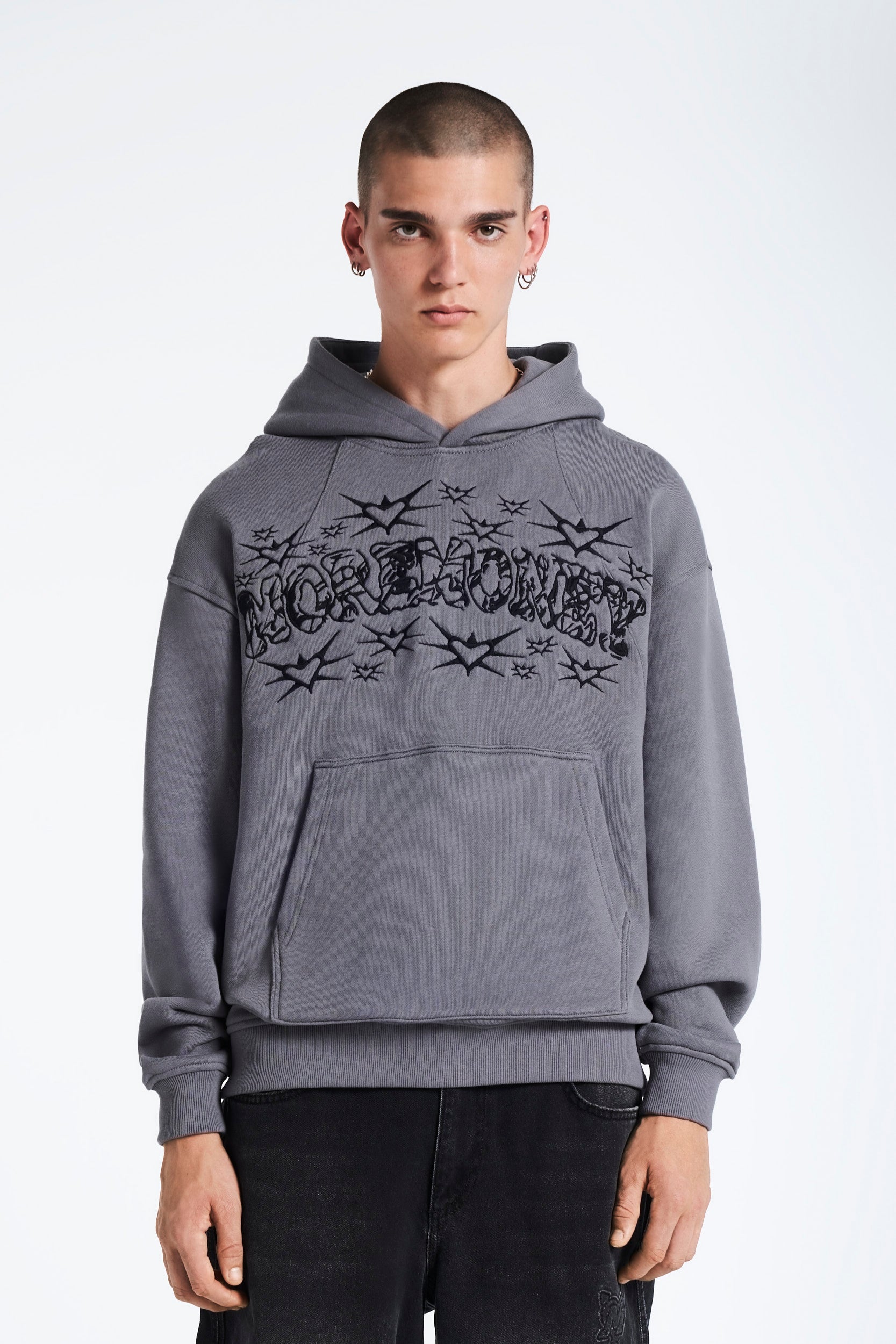 REVERSI GRAPHIC HOODIE TORNADO GRAY