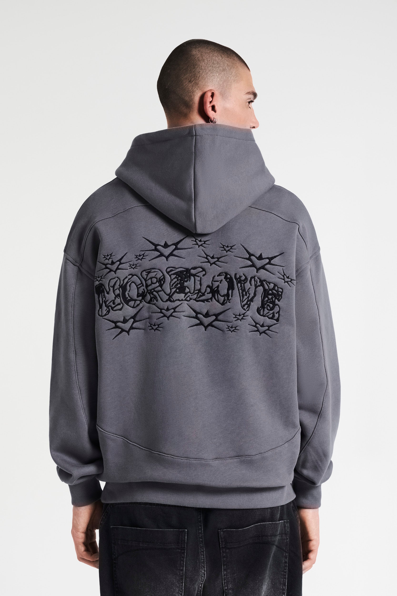 REVERSI GRAPHIC HOODIE TORNADO GRAY