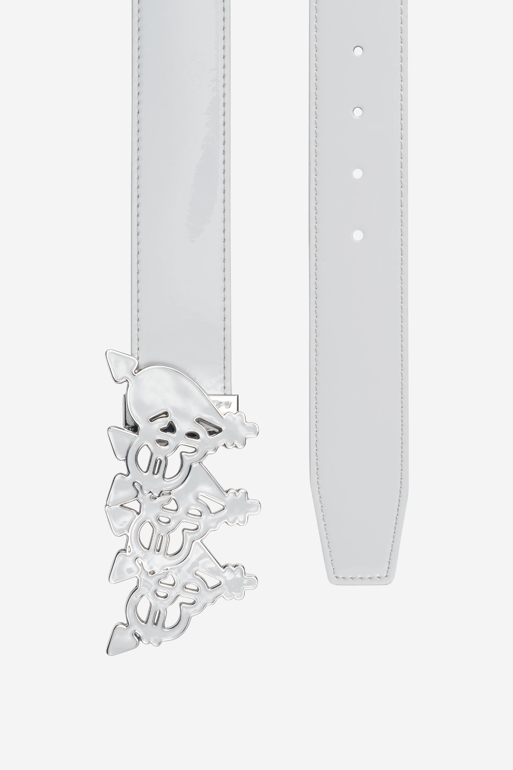 TRIPLE HEART BELT SHINY LIGHT GREY