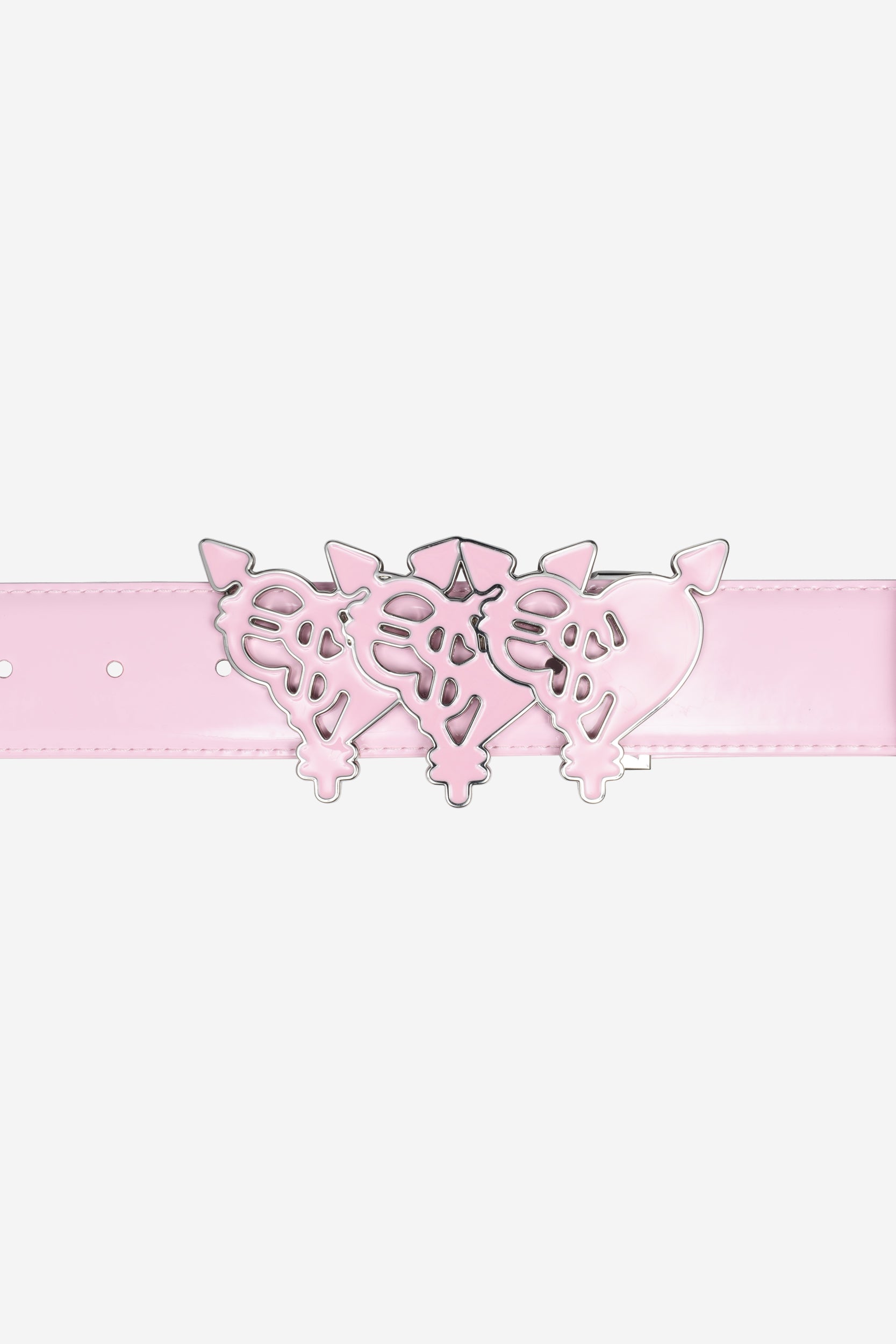 TRIPLE HEART BELT SHINY LIGHT PINK