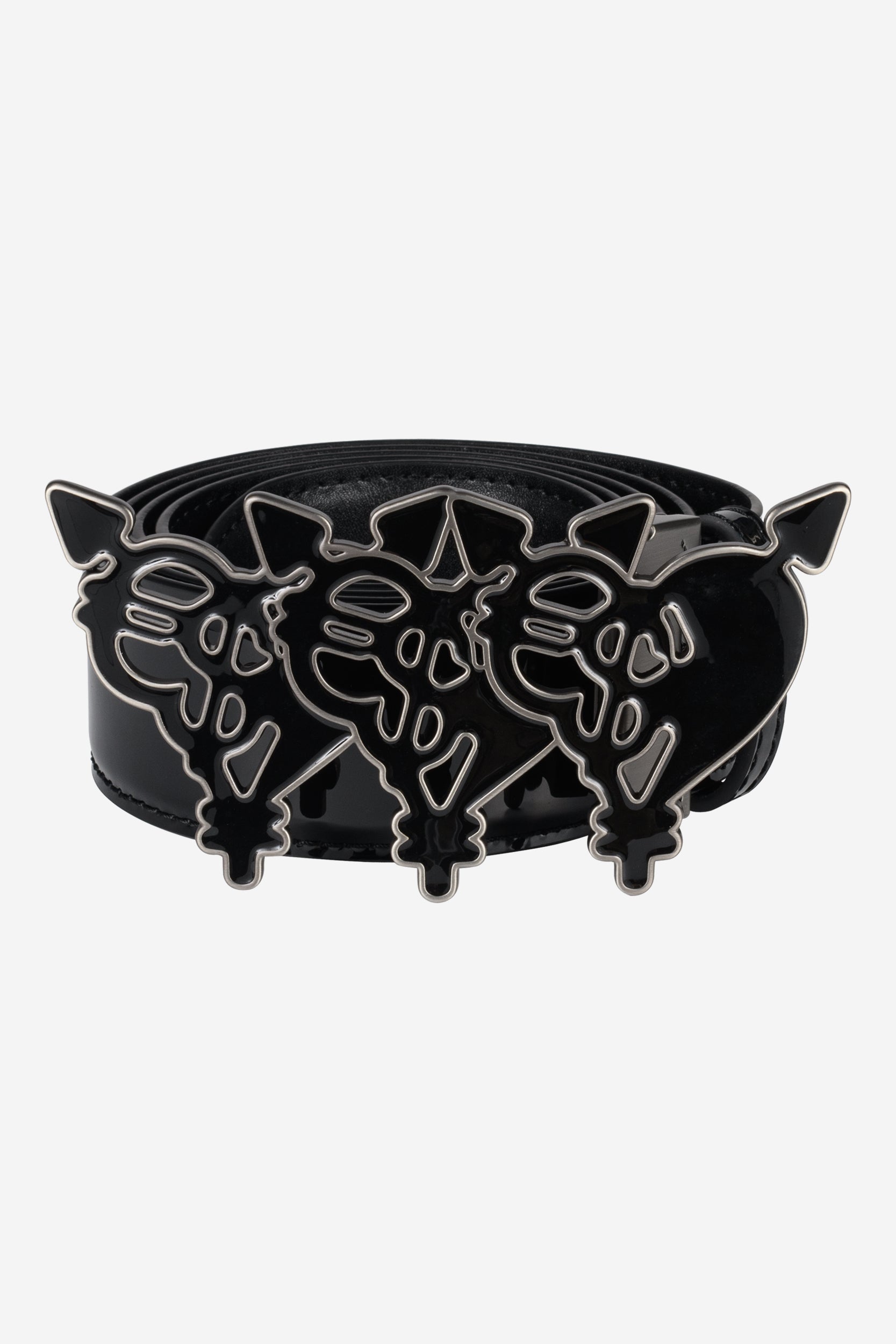 TRIPLE HEART BELT SHINY  BLACK