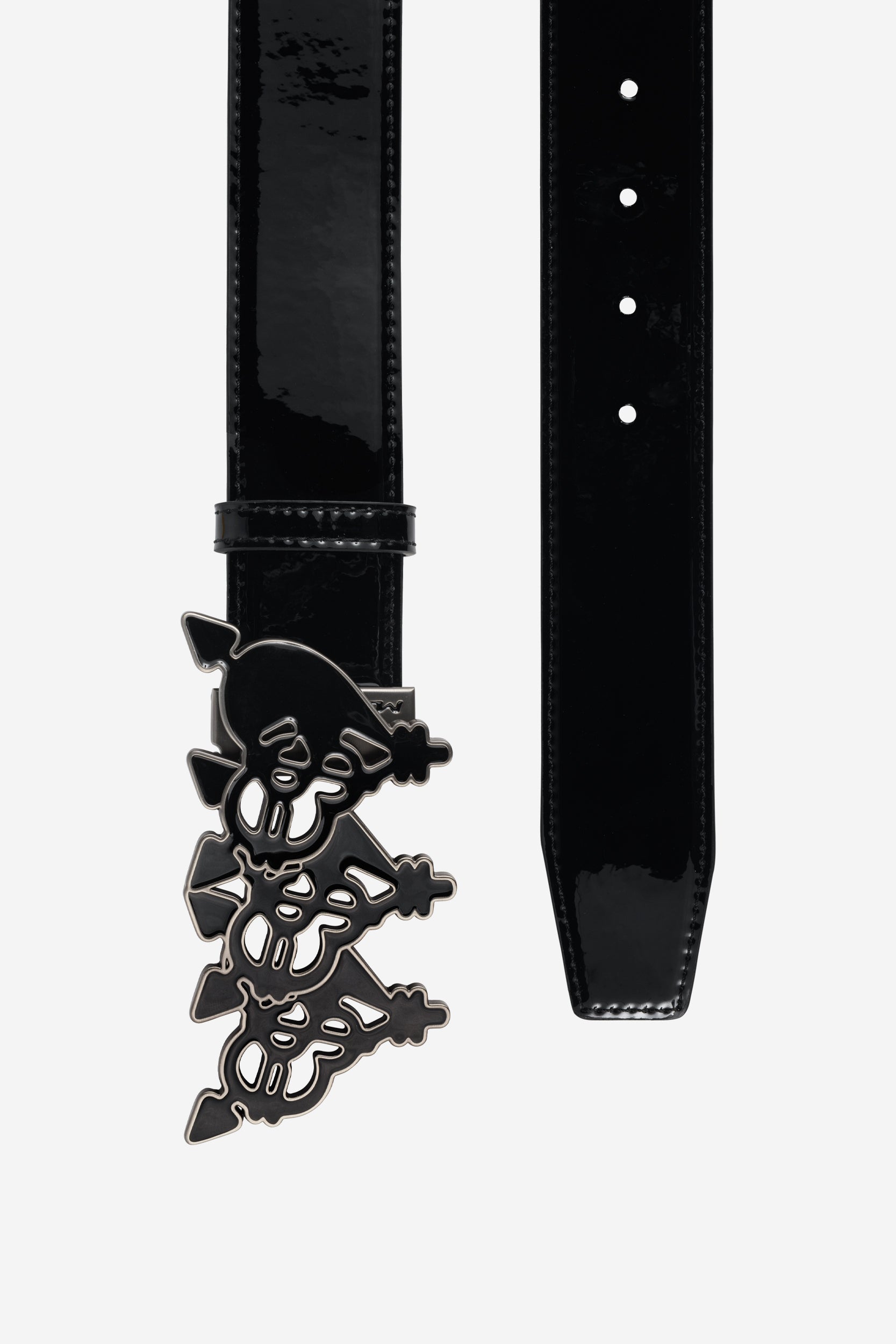 TRIPLE HEART BELT SHINY  BLACK