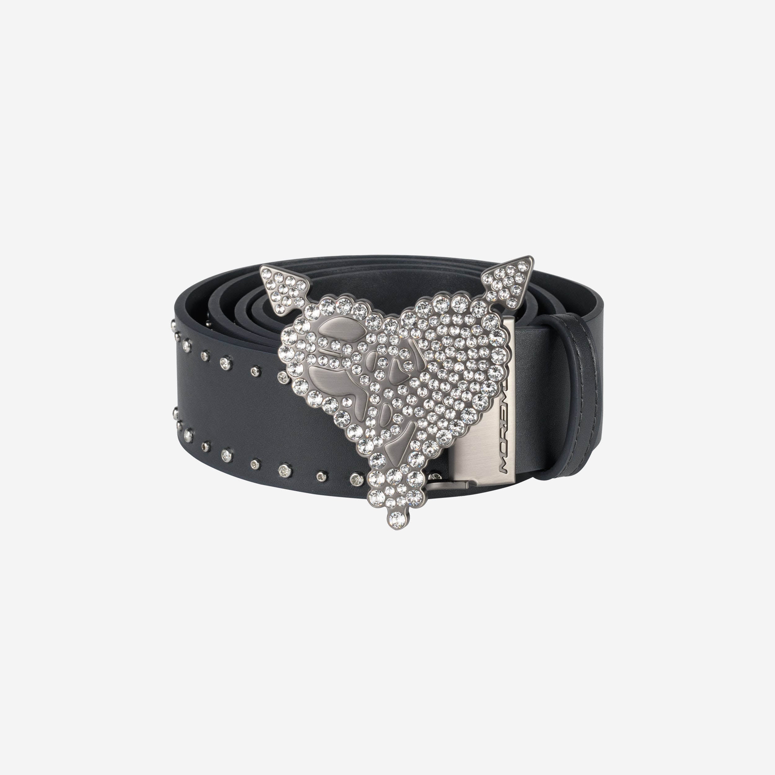 RHINESTONE HEART BELT DARK GREY