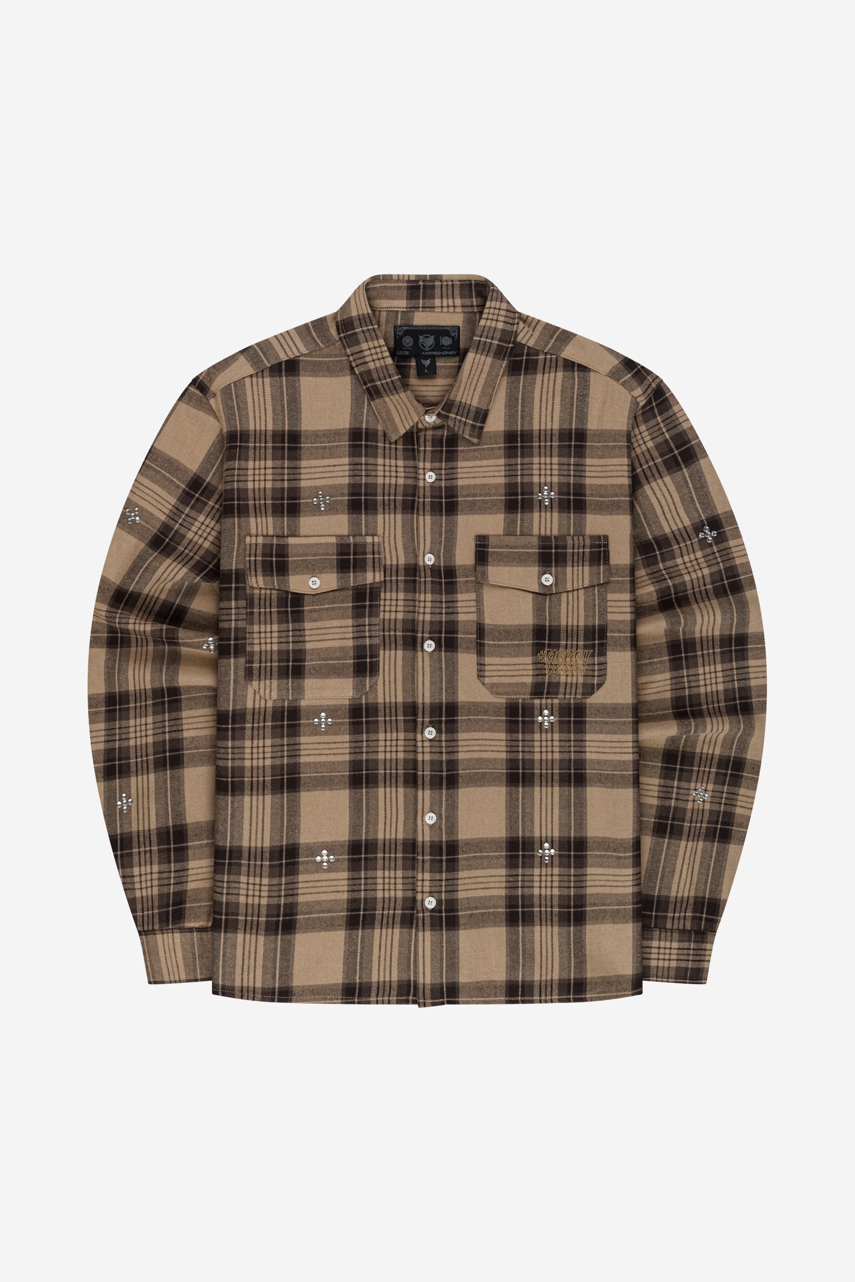 PLUS RHINESTONE FLANNEL BROWN