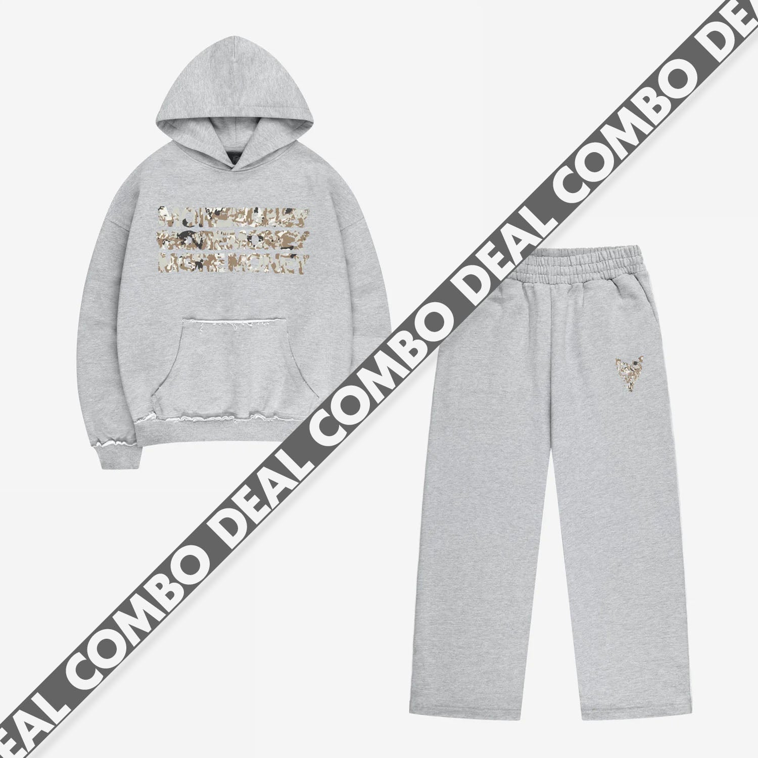 MONEY CALLING FLATLOCK HOODIE + JOGGER GREY MELANGE