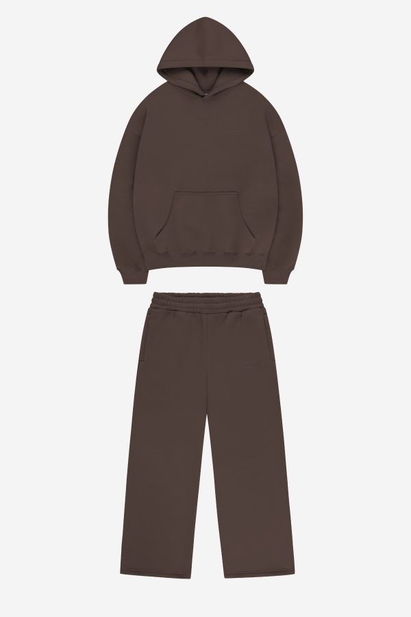CLOUDS HOODIE + JOGGER BROWN