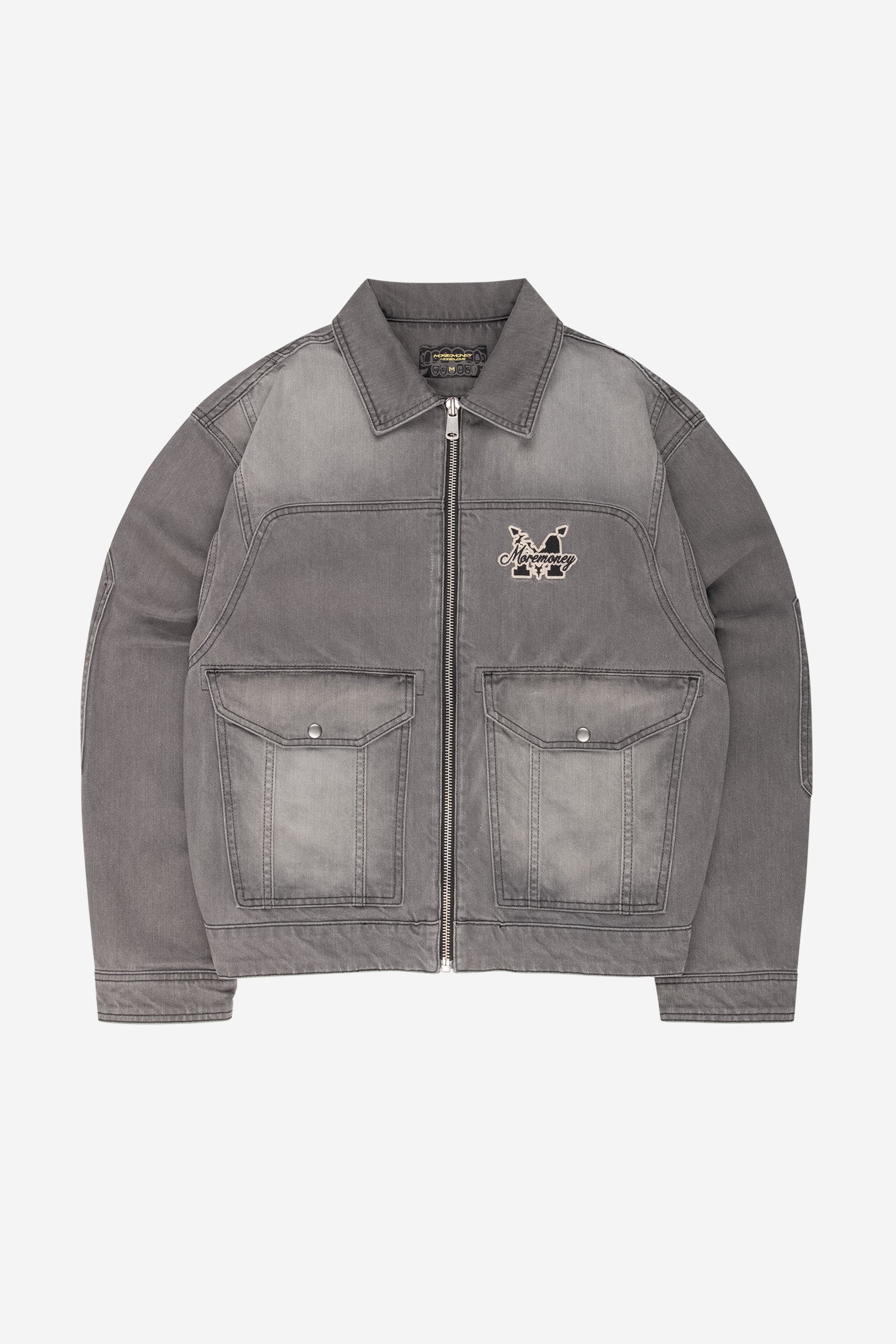 PATCHED UP TRUCKER DENIM JACKET GRAY
