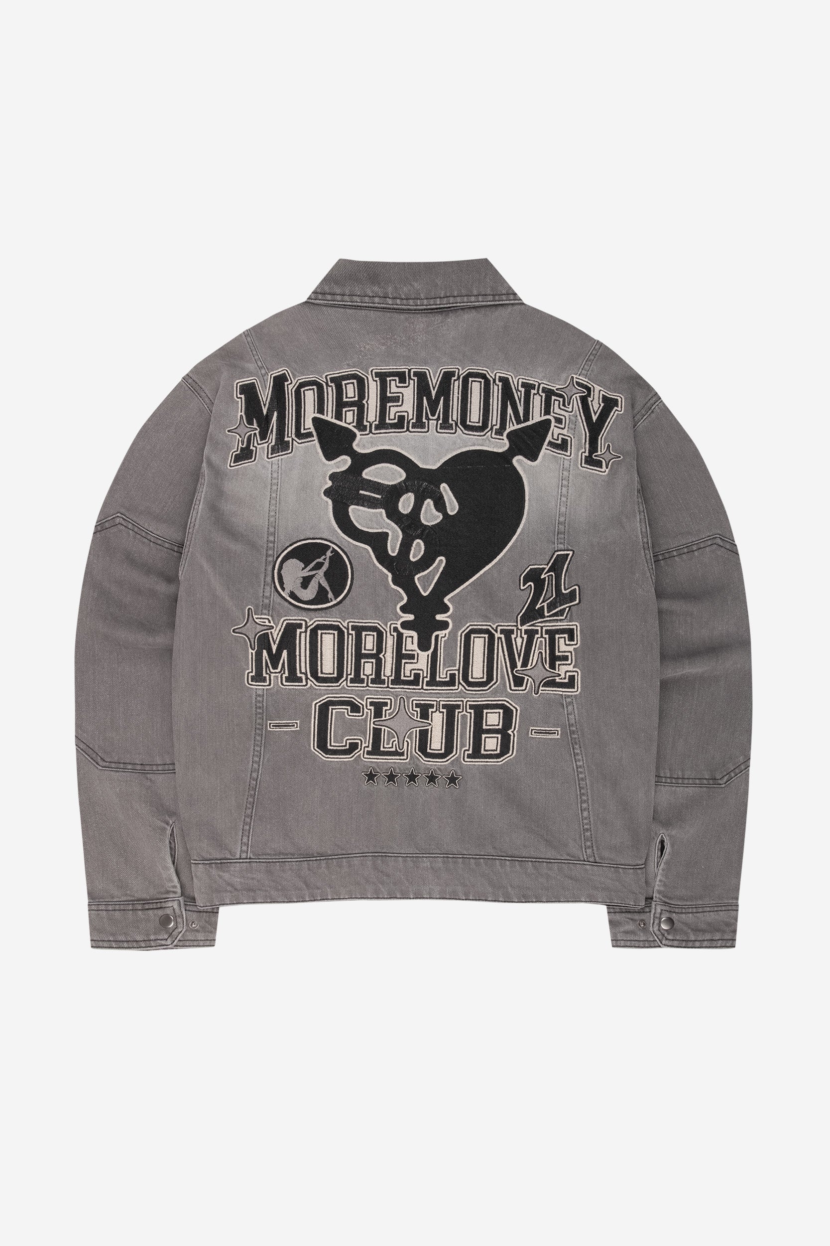 PATCHED UP TRUCKER DENIM JACKET GRAY