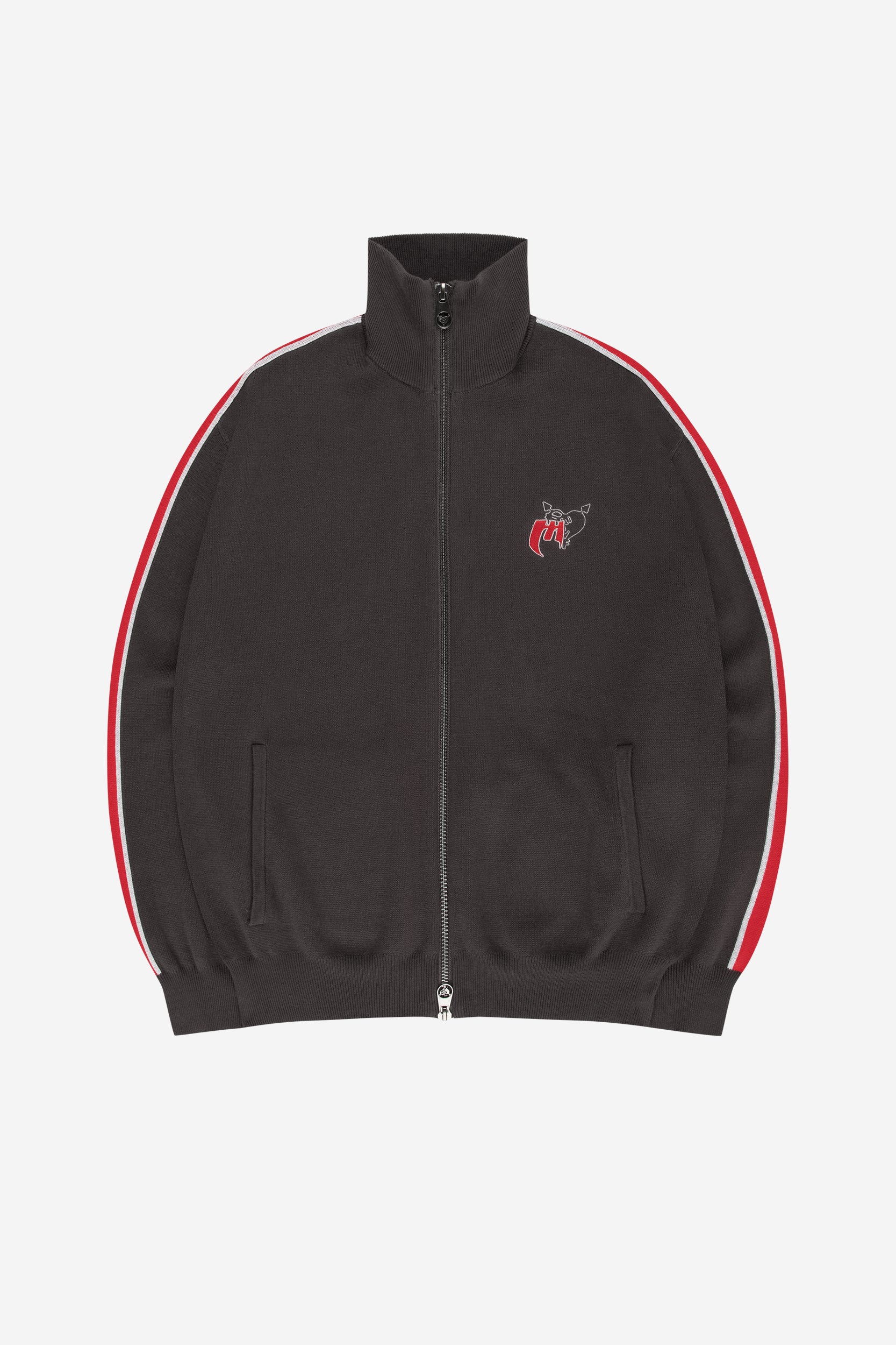 KNIT TRACK JACKET GREY + DISTINCTIVE DENIM BLACK