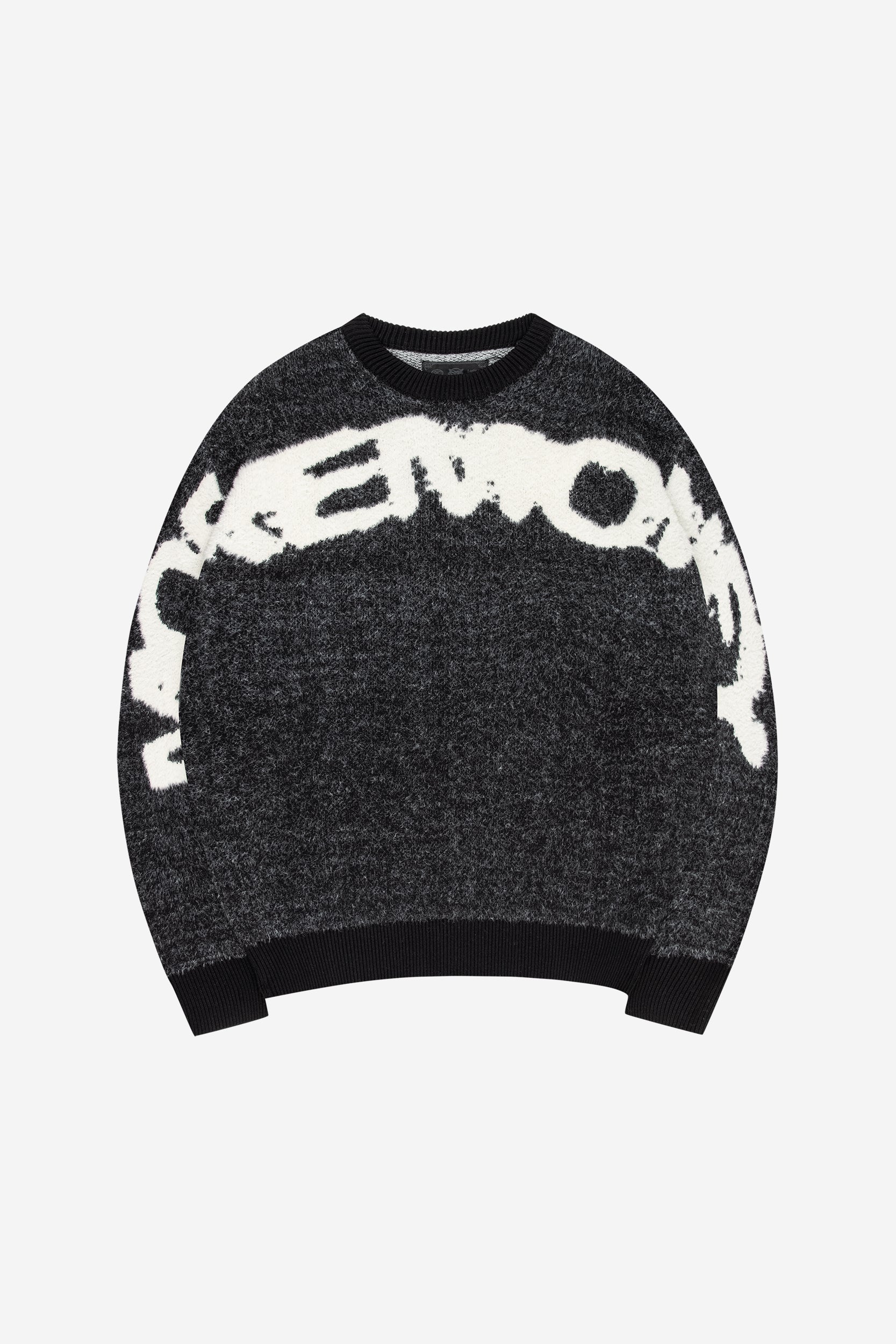 FURRY KNIT SWEATER BLACK + DISTINCTIVE DENIM BLACK