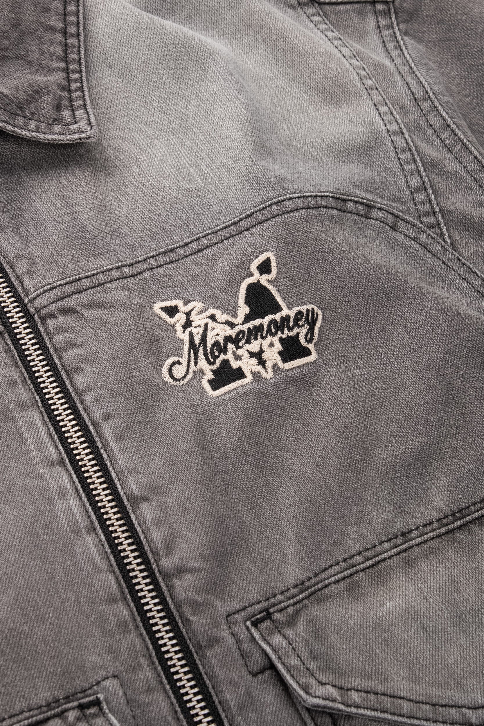 PATCHED UP TRUCKER DENIM JACKET GRAY