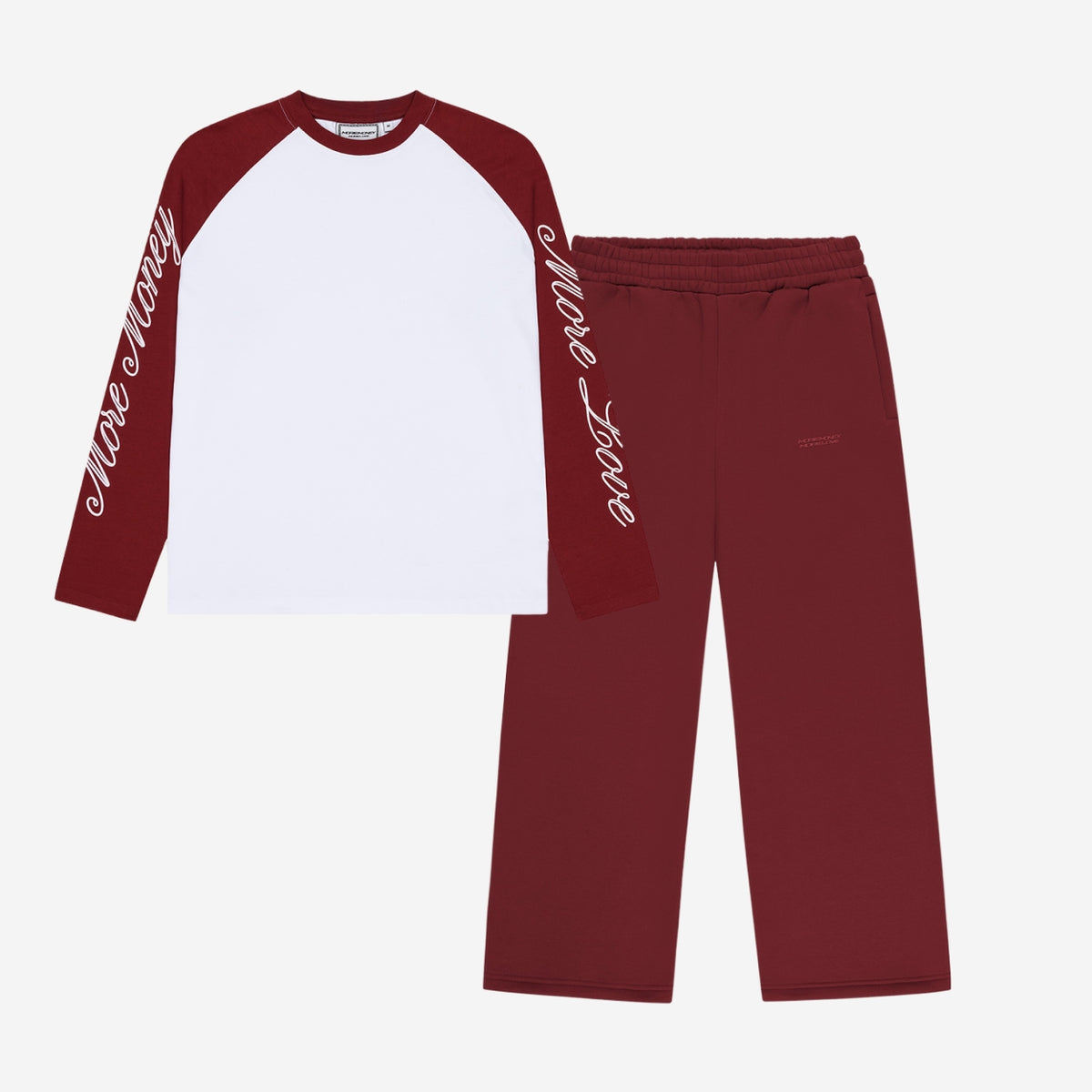 SCRIPT RAGLAN LONGSLEEVE + CLOUDS JOGGER BORDEAUX
