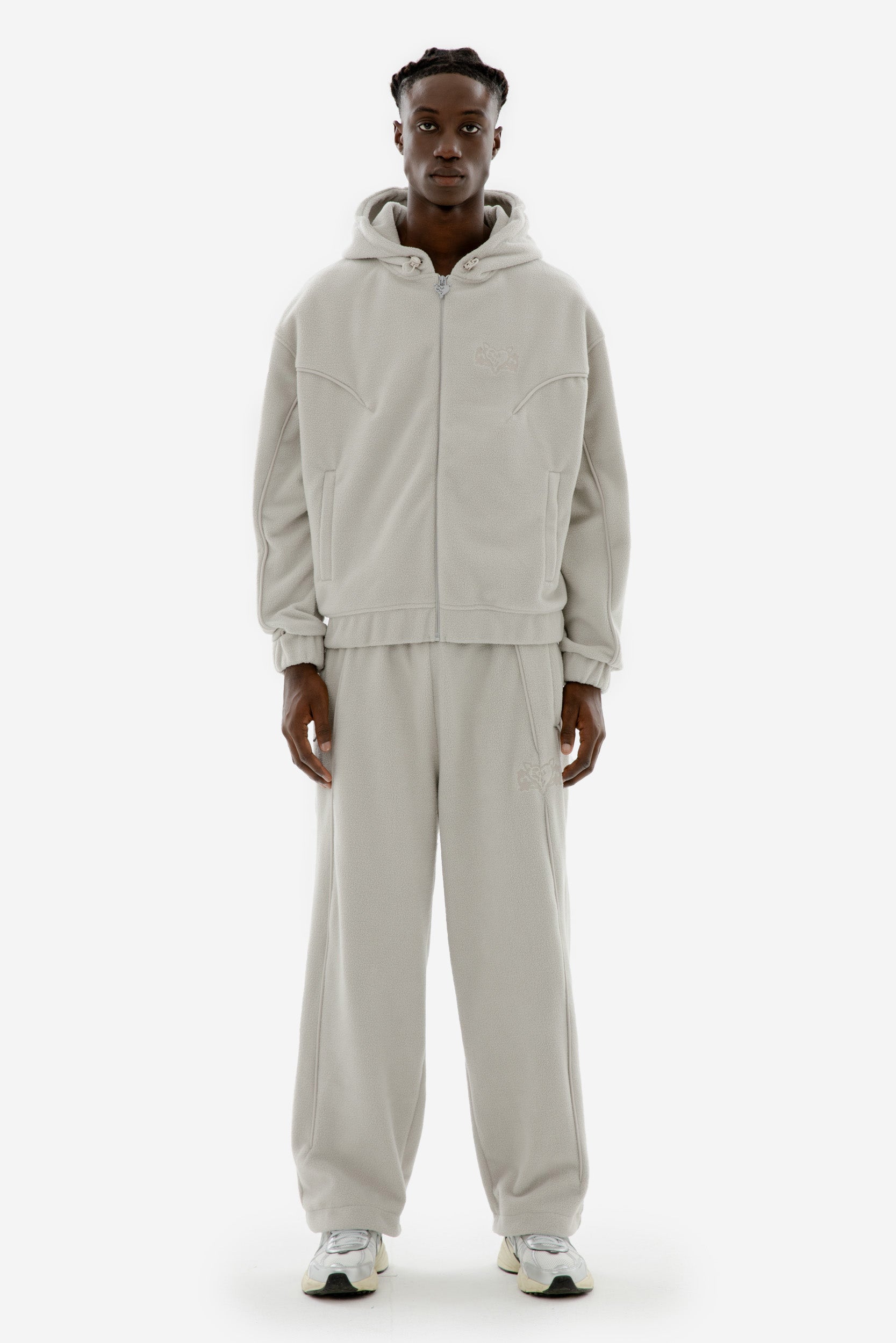 STAR WREATH FLEECE ZIP LIGHT GRAY