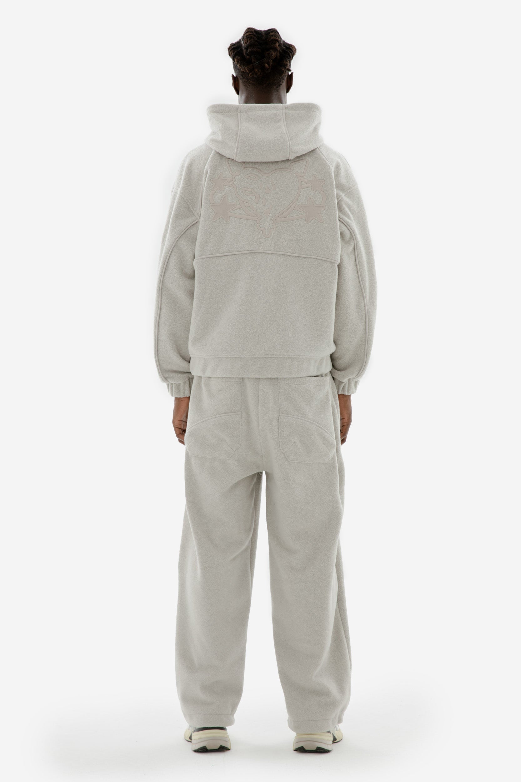 STAR WREATH FLEECE ZIP LIGHT GRAY