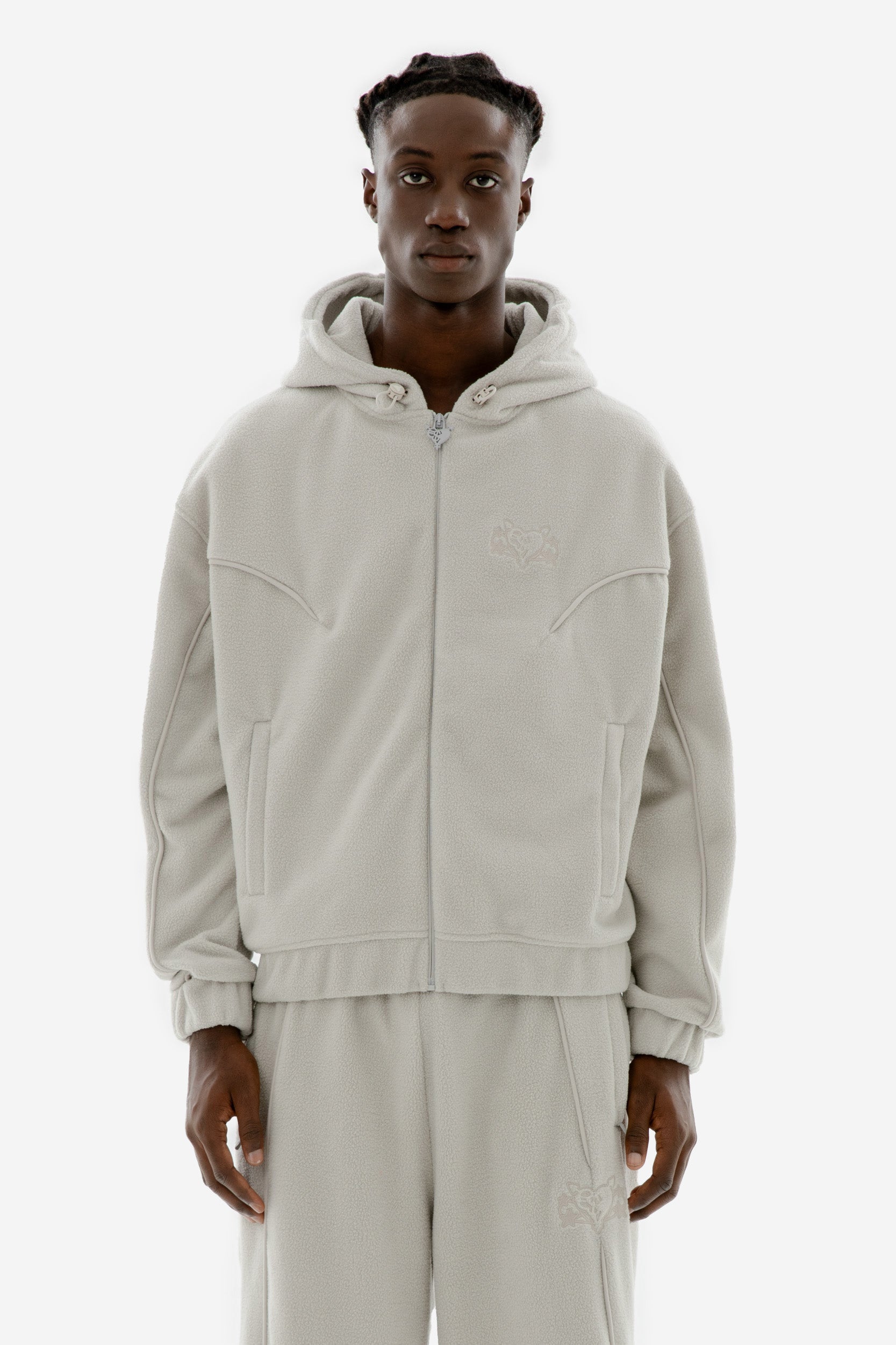 STAR WREATH FLEECE ZIP LIGHT GRAY