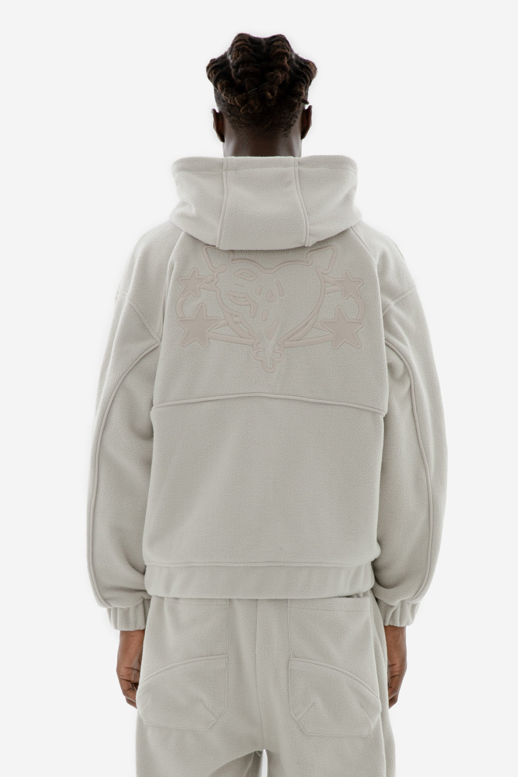 STAR WREATH FLEECE ZIP LIGHT GRAY