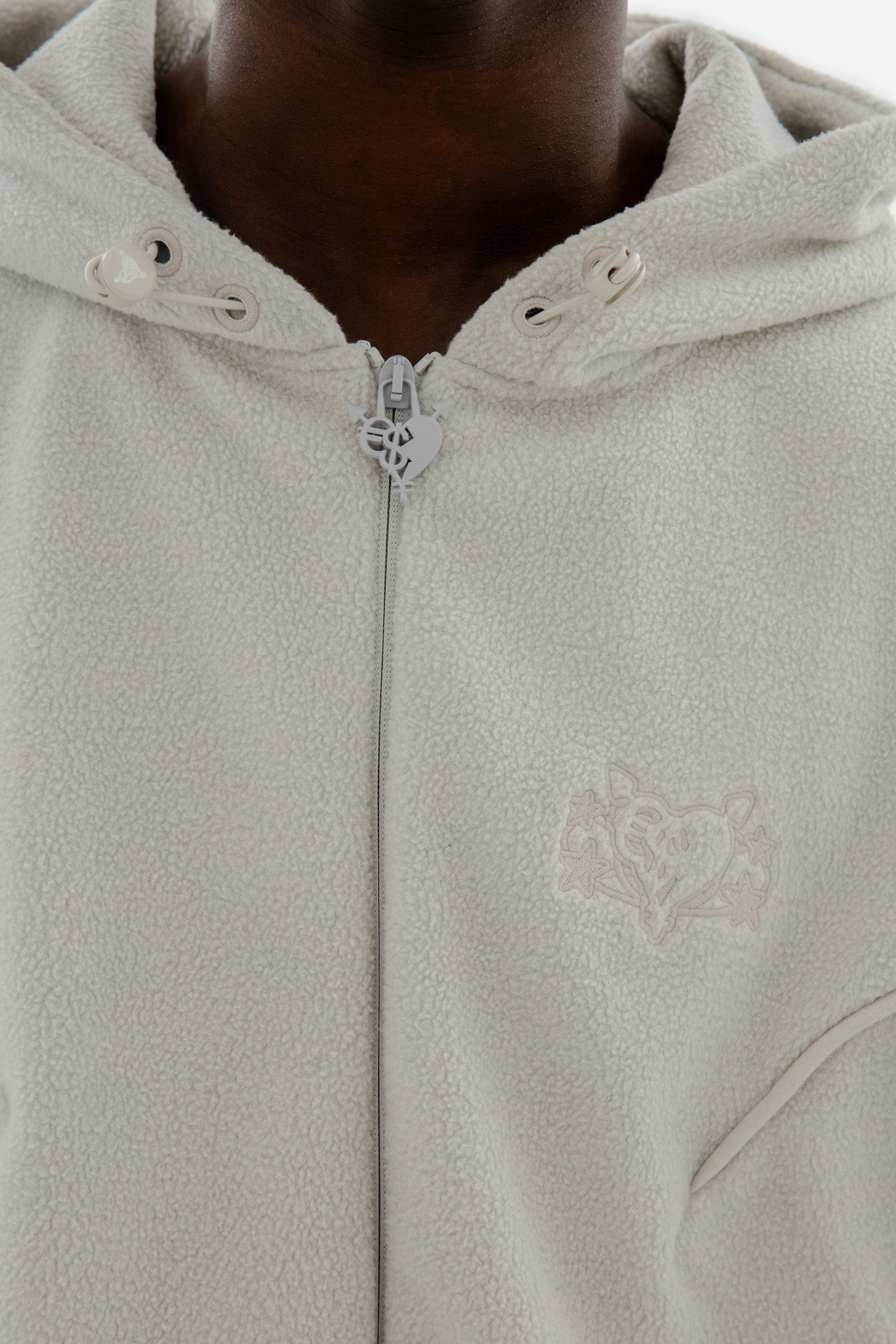 STAR WREATH FLEECE ZIP LIGHT GRAY