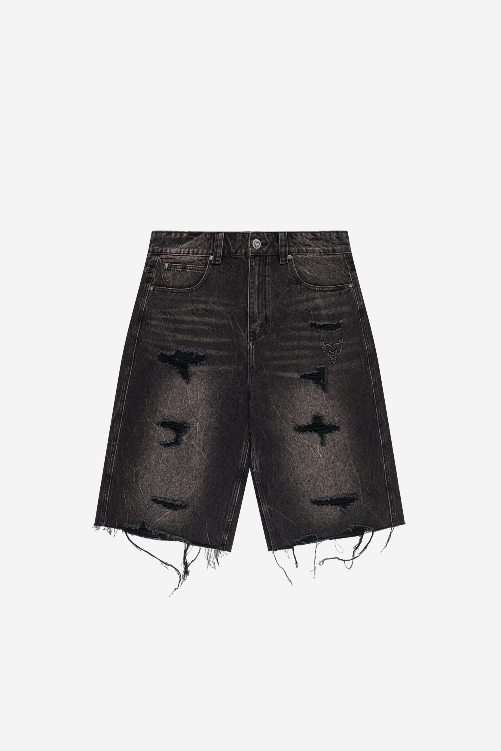 RIPPED DISTINCTIVE JORTS DARK GREY