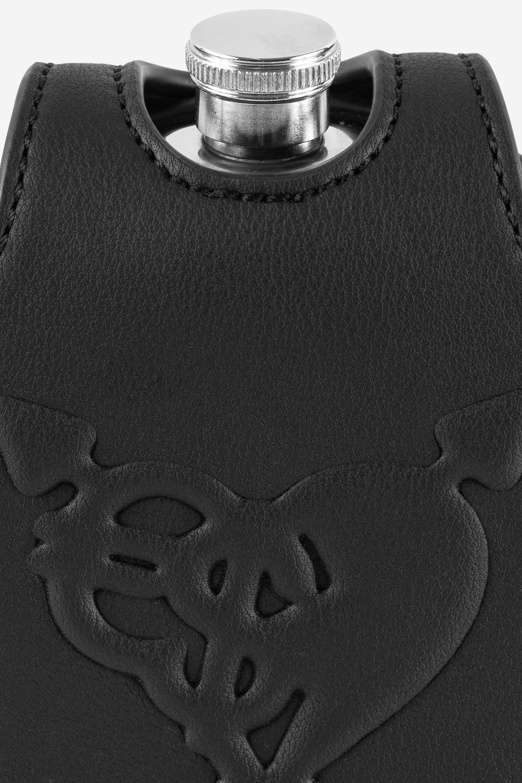 PUNCHED HEART HIP FLASK BAG BLACK