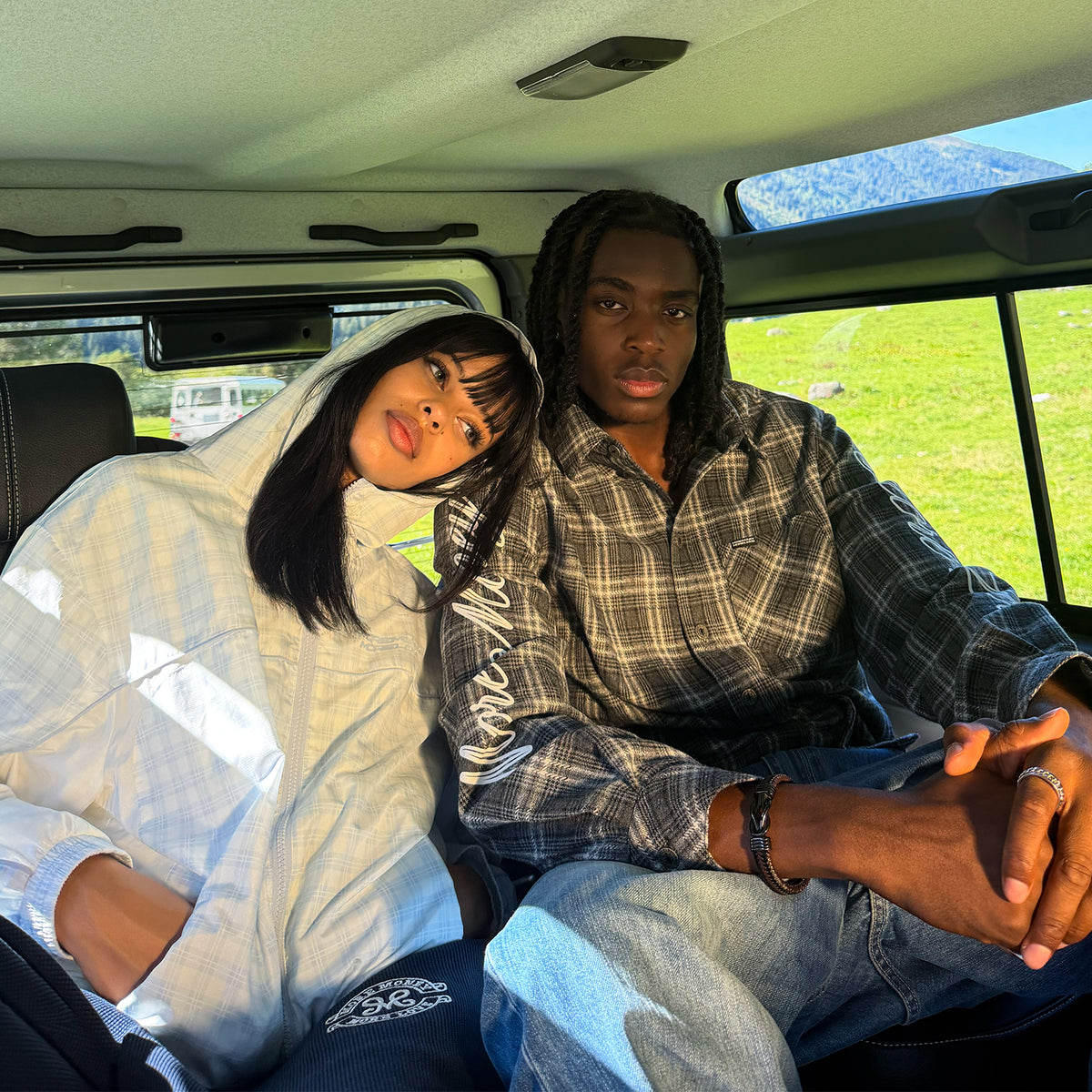 PLAID WINDBREAKER AIR BLUE