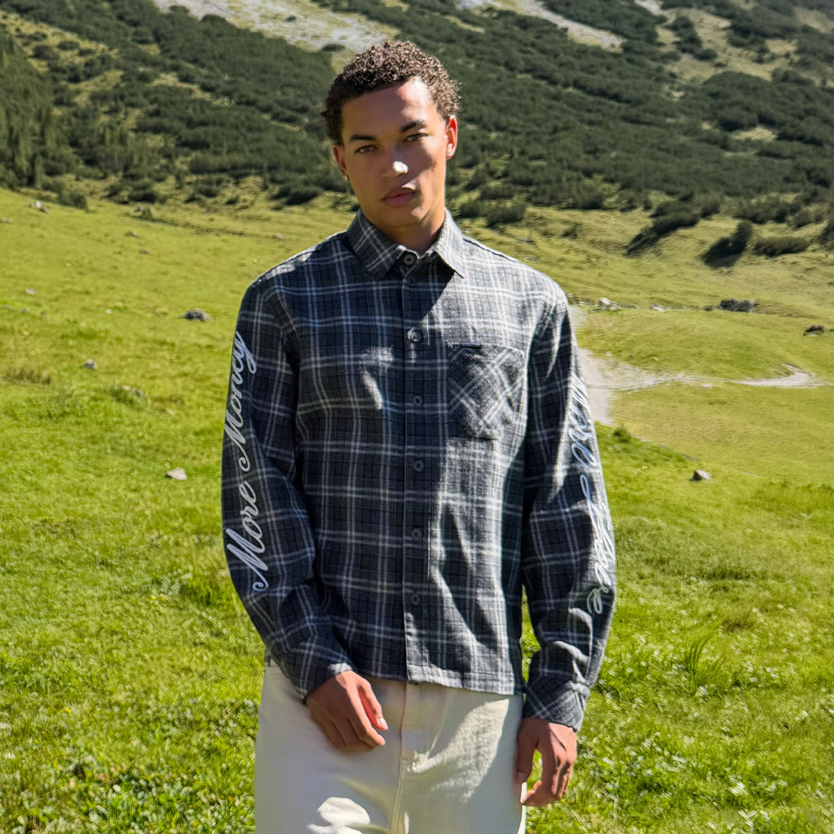 SCRIPT FLANNEL DARK GREY