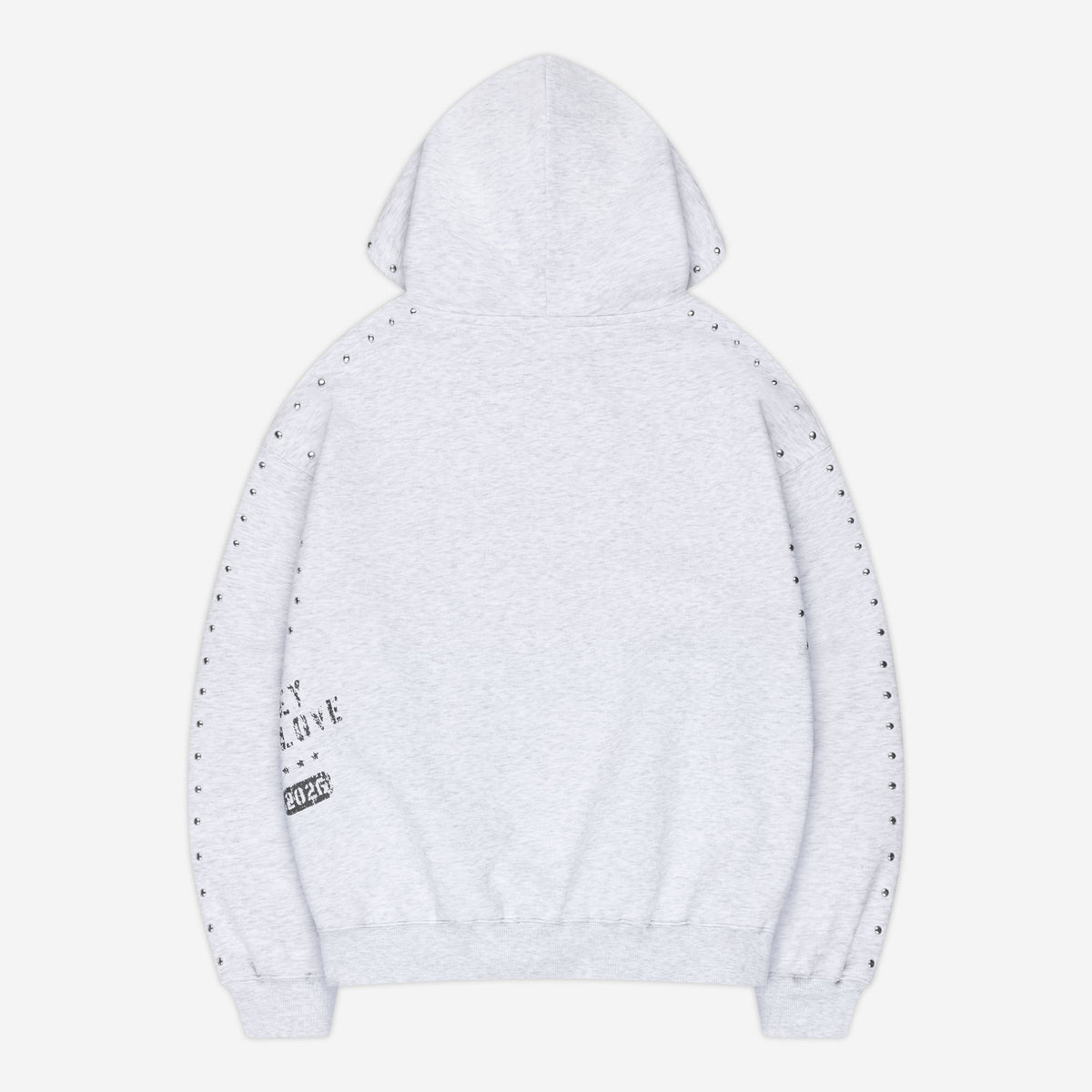 STUDDED HOODIE HEATHER GREY