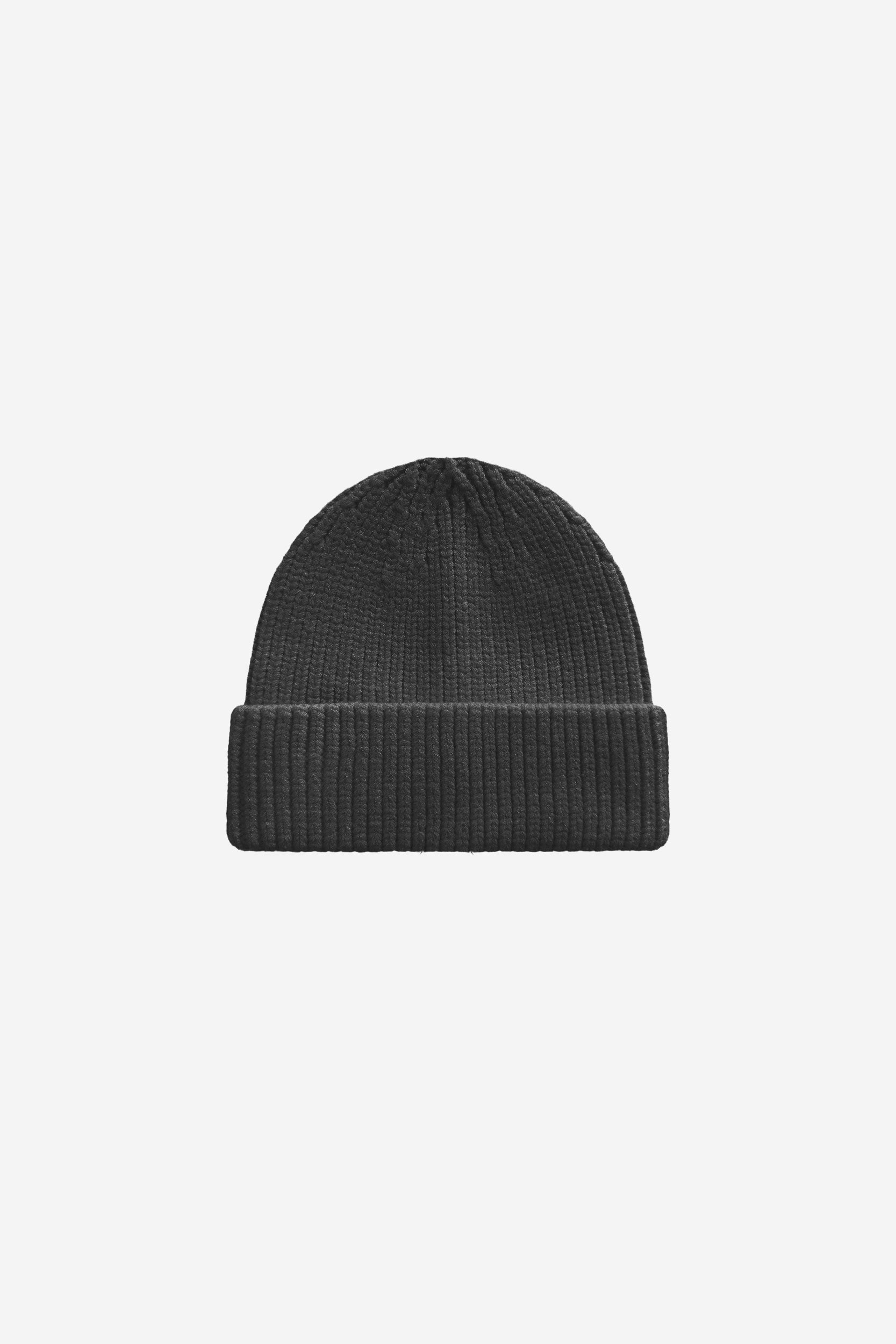 RIB KNIT BEANIE DARK GREY