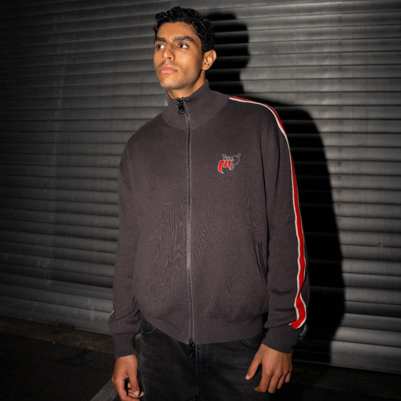 KNIT TRACK JACKET GREY