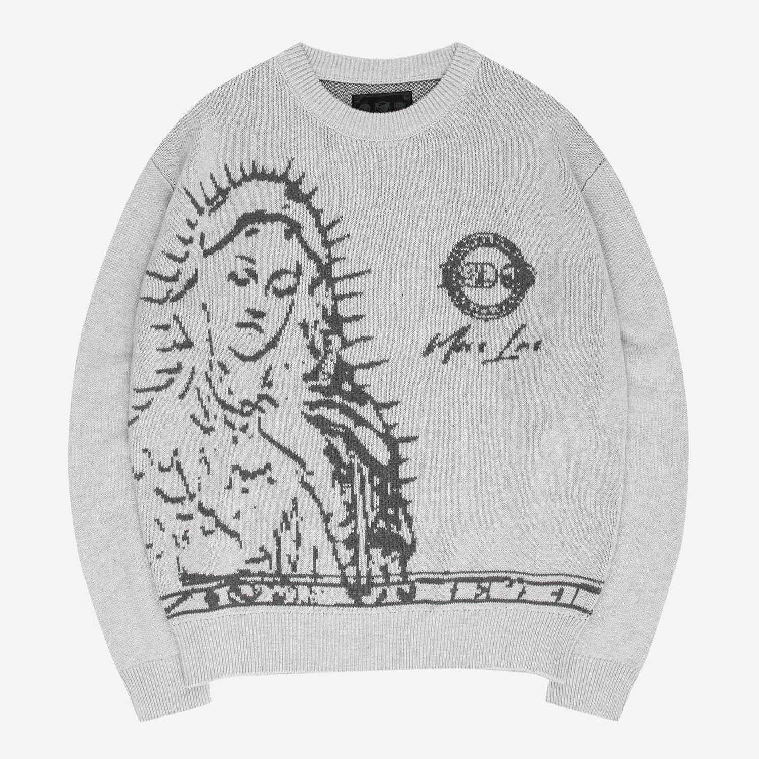 MORE BLESSINGS KNIT GREY + DISTINCTIVE DENIM WASHED BLUE