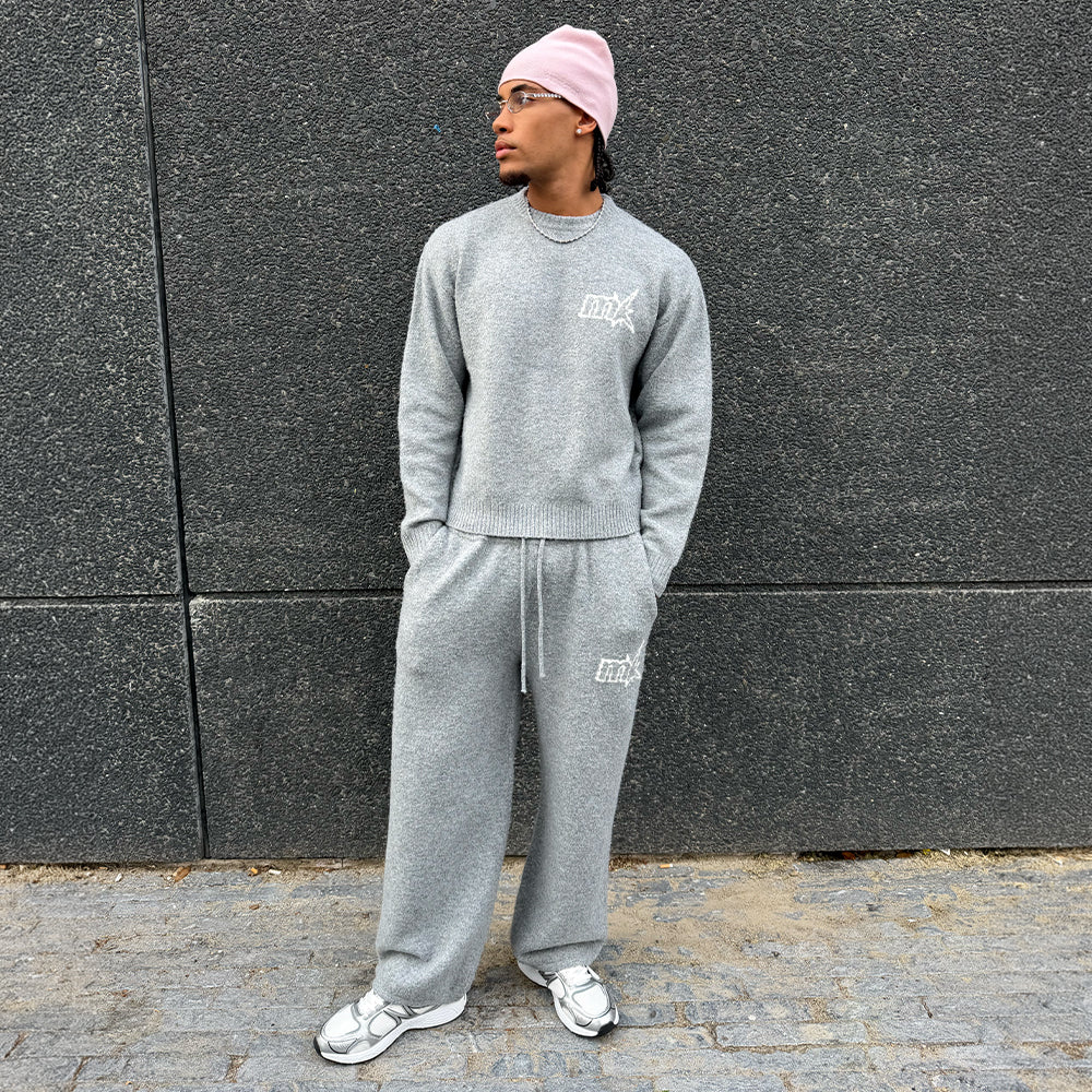 FUZZY KNIT SWEATER GREY MELANGE