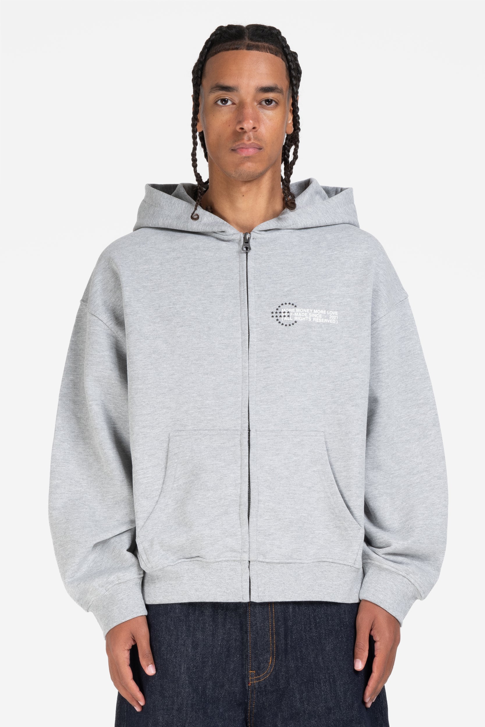 PROFIT ZIP HOODIE GREY MELANGE