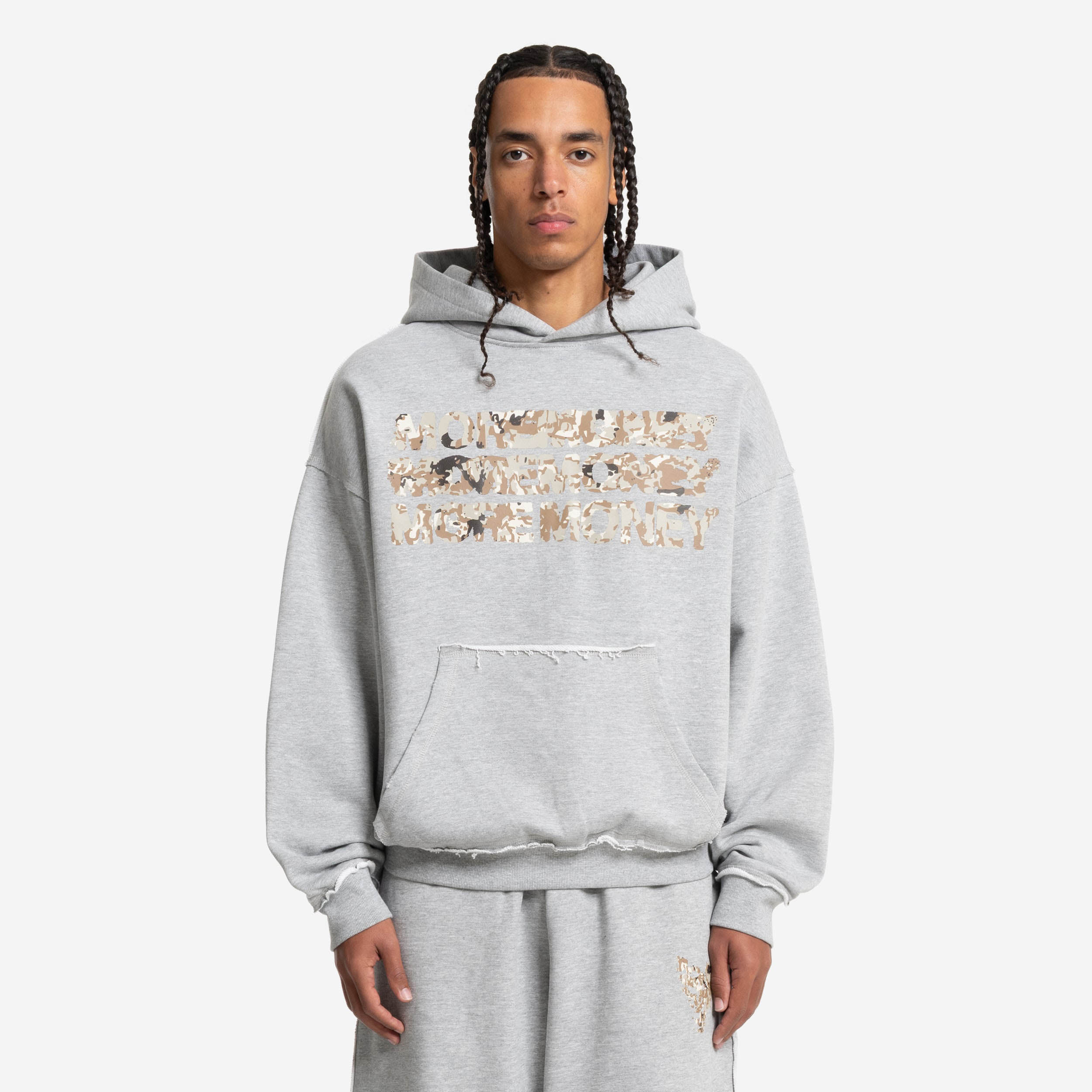 MONEY CALLING FLATLOCK HOODIE + JOGGER GREY MELANGE