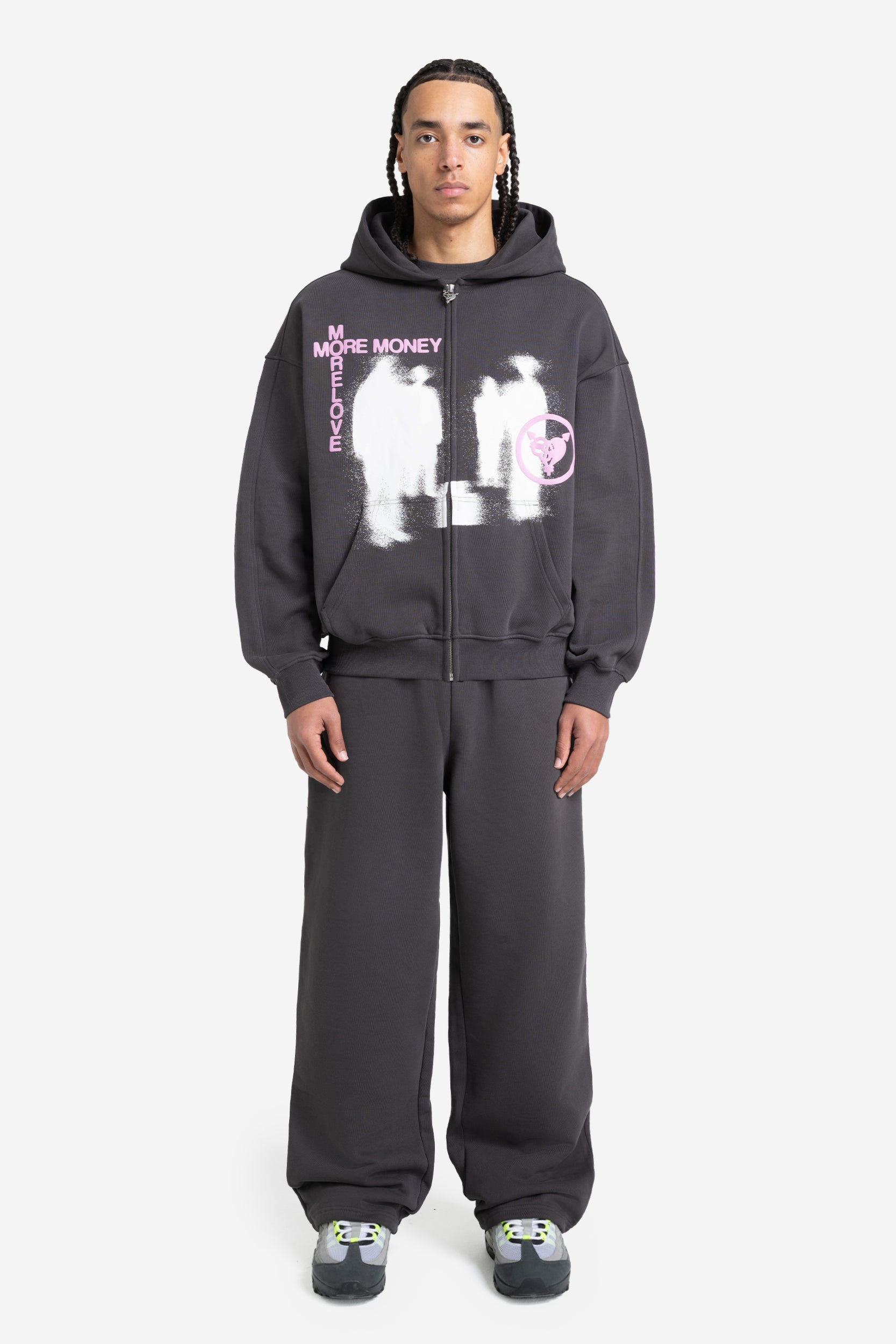 . LOST BOND ZIP DARK GREY + OPEN LEG JOGGER DARK GREY