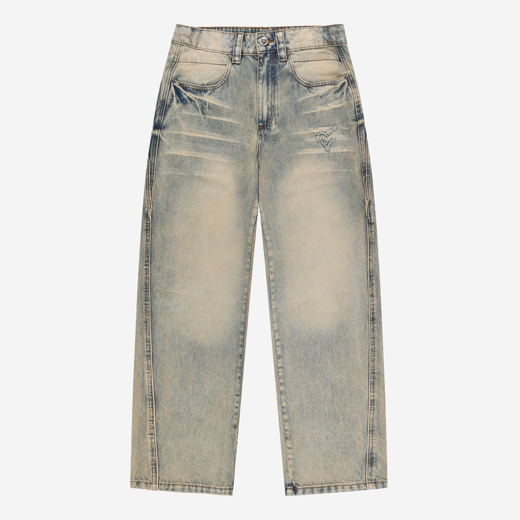 WET DREAM TEE WHITE + DISTINCTIVE DENIM WASHED MUD