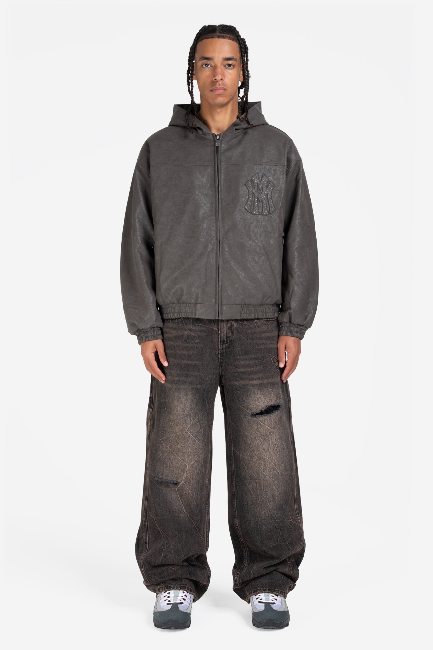 DA BIG M LEATHER JACKET DARK BROWN