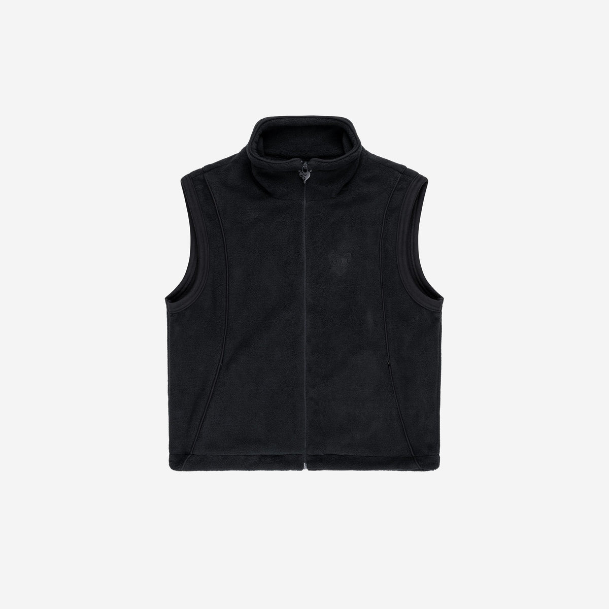 HEAVY HEART FLEECE VEST BLACK