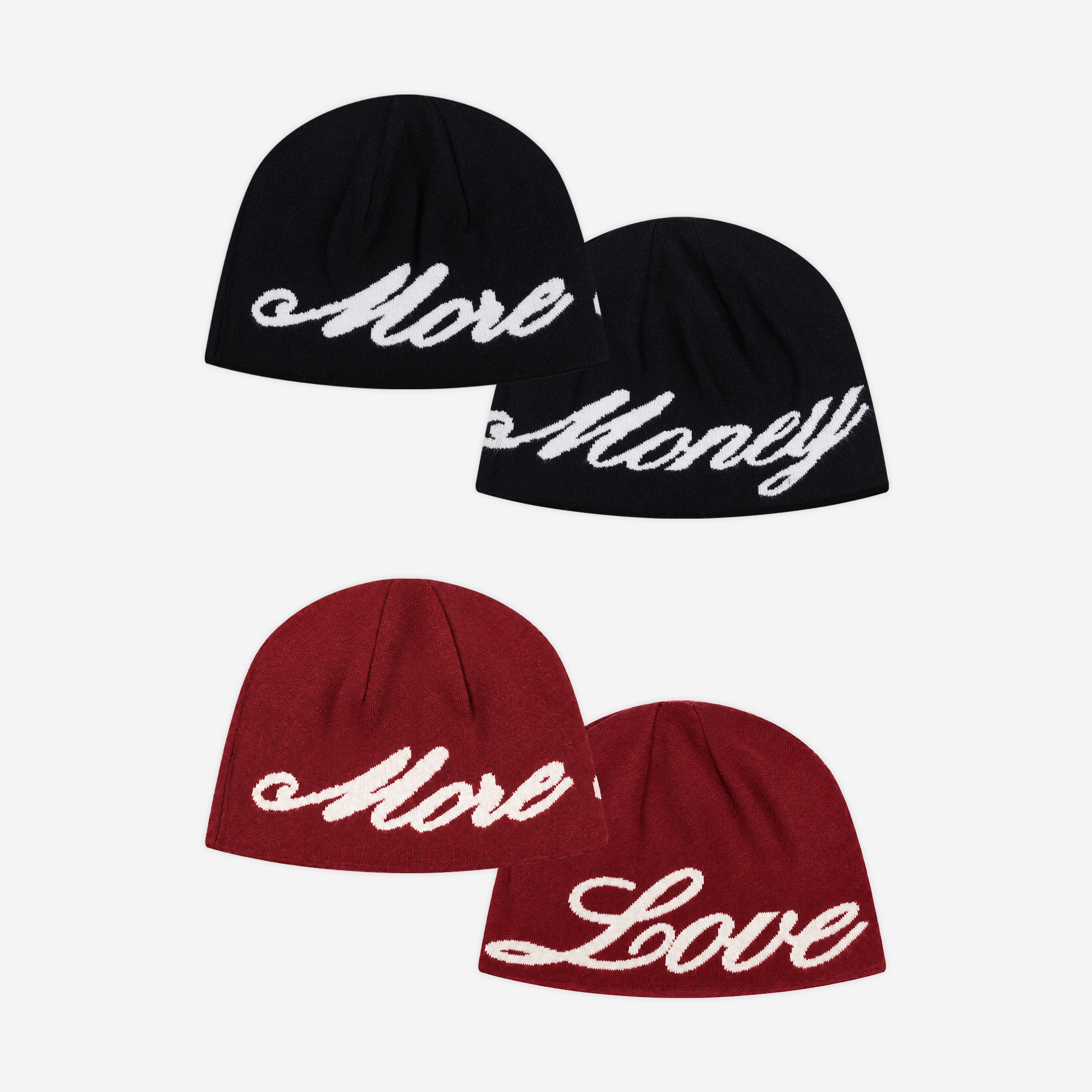 REVERSIBLE MORE MONEY MORE LOVE BEANIE BLACK/RED