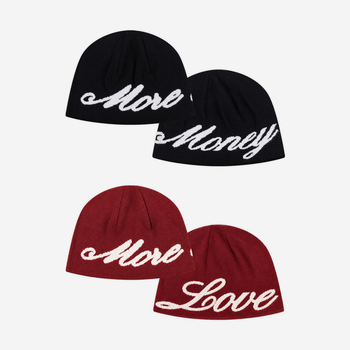 REVERSIBLE MORE MONEY MORE LOVE BEANIE BLACK/RED