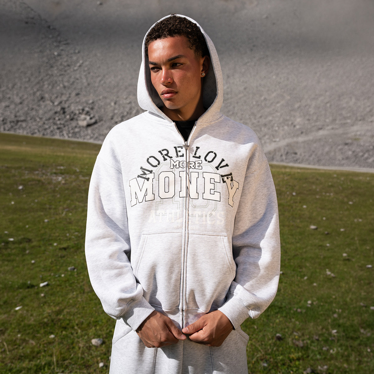 ATHL. HOODIE + JOGGER HEATHER GREY SET